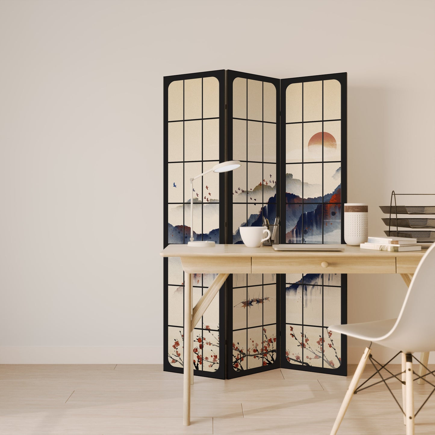 JAPANESE LANDSCAPE Decorative 3-Panel Room Divider