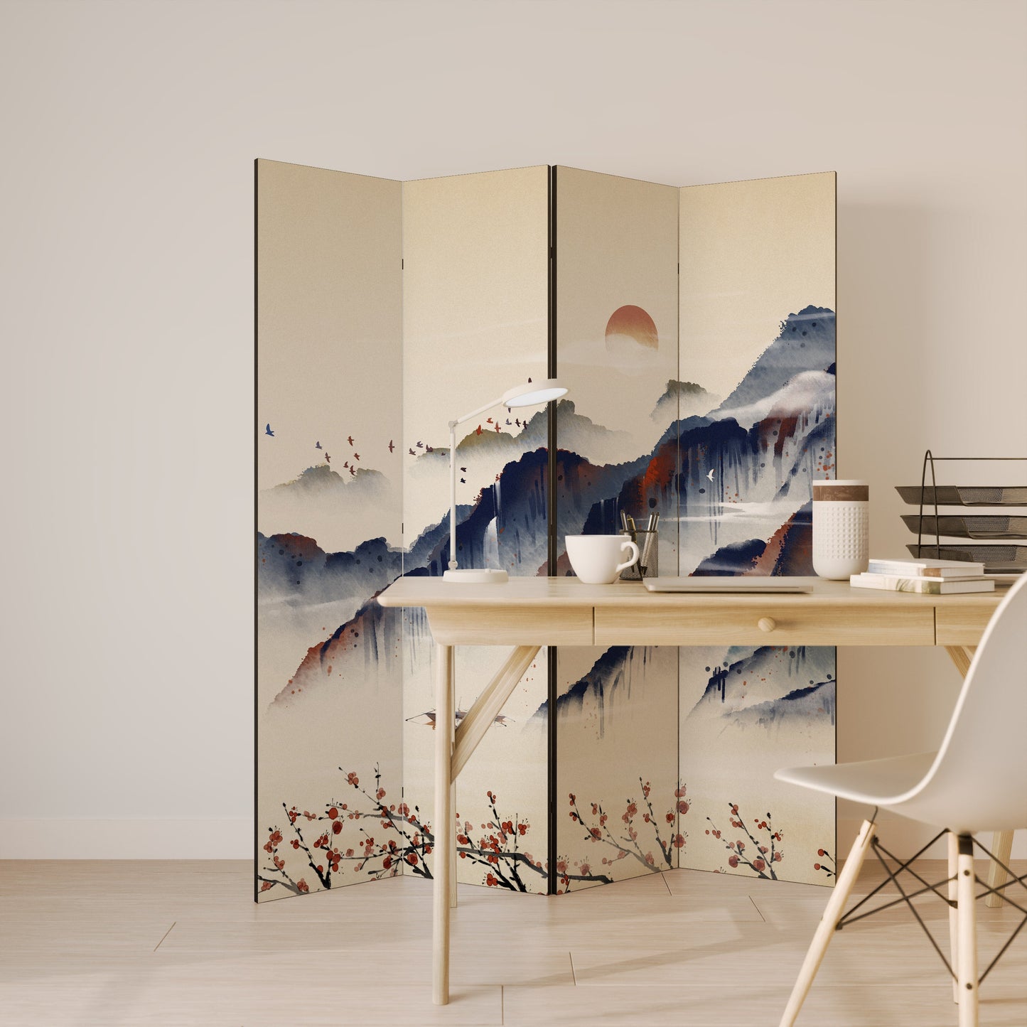 ORIENTAL LANDSKAP Dekorativ rumsavdelare med 4 paneler
