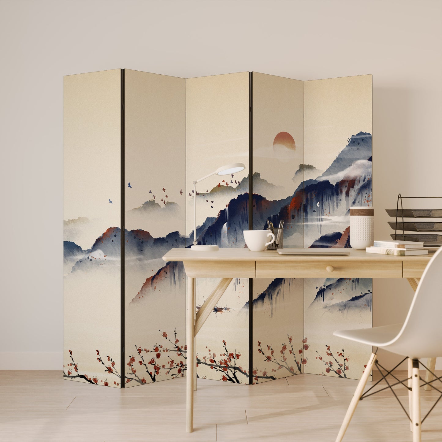 ORIENTAL LANDSCAPE Dekorativ rumsavdelare med 5 paneler