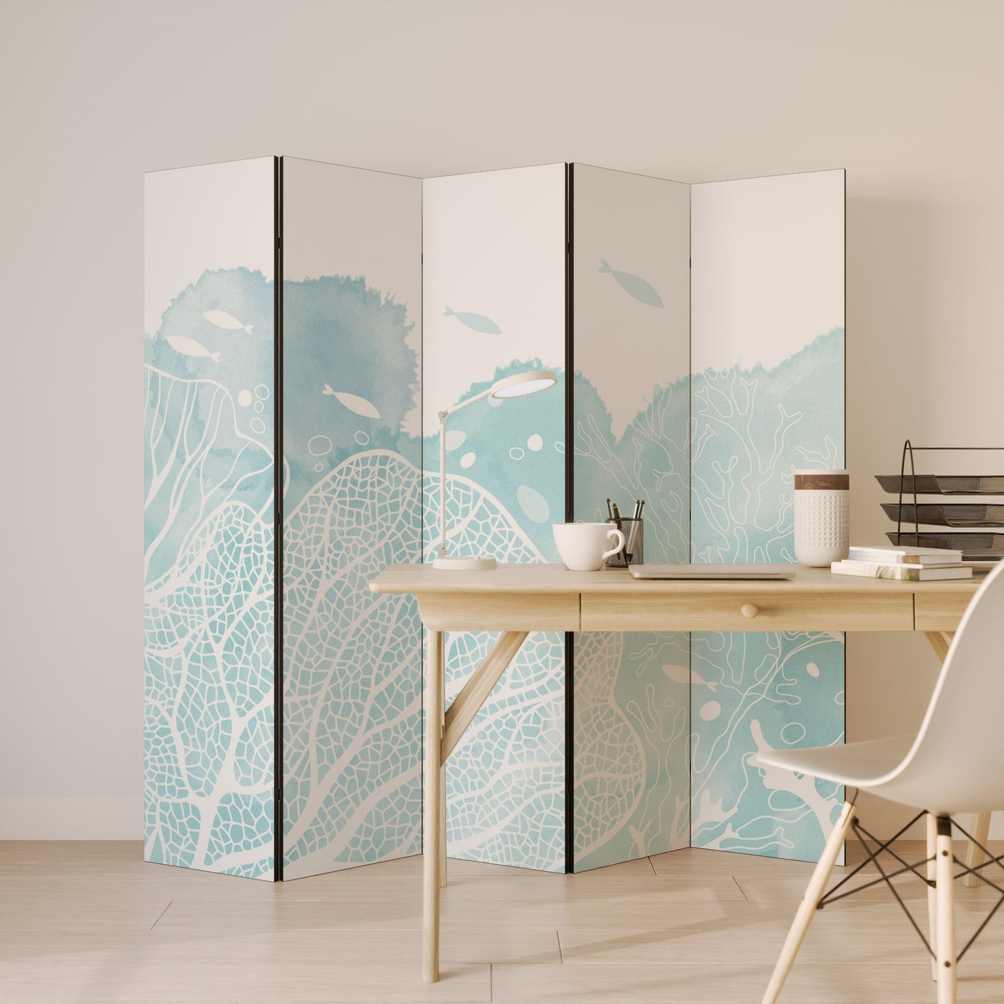 UNDERWATER PLEASURES Dekorativ rumsavdelare med 5 paneler