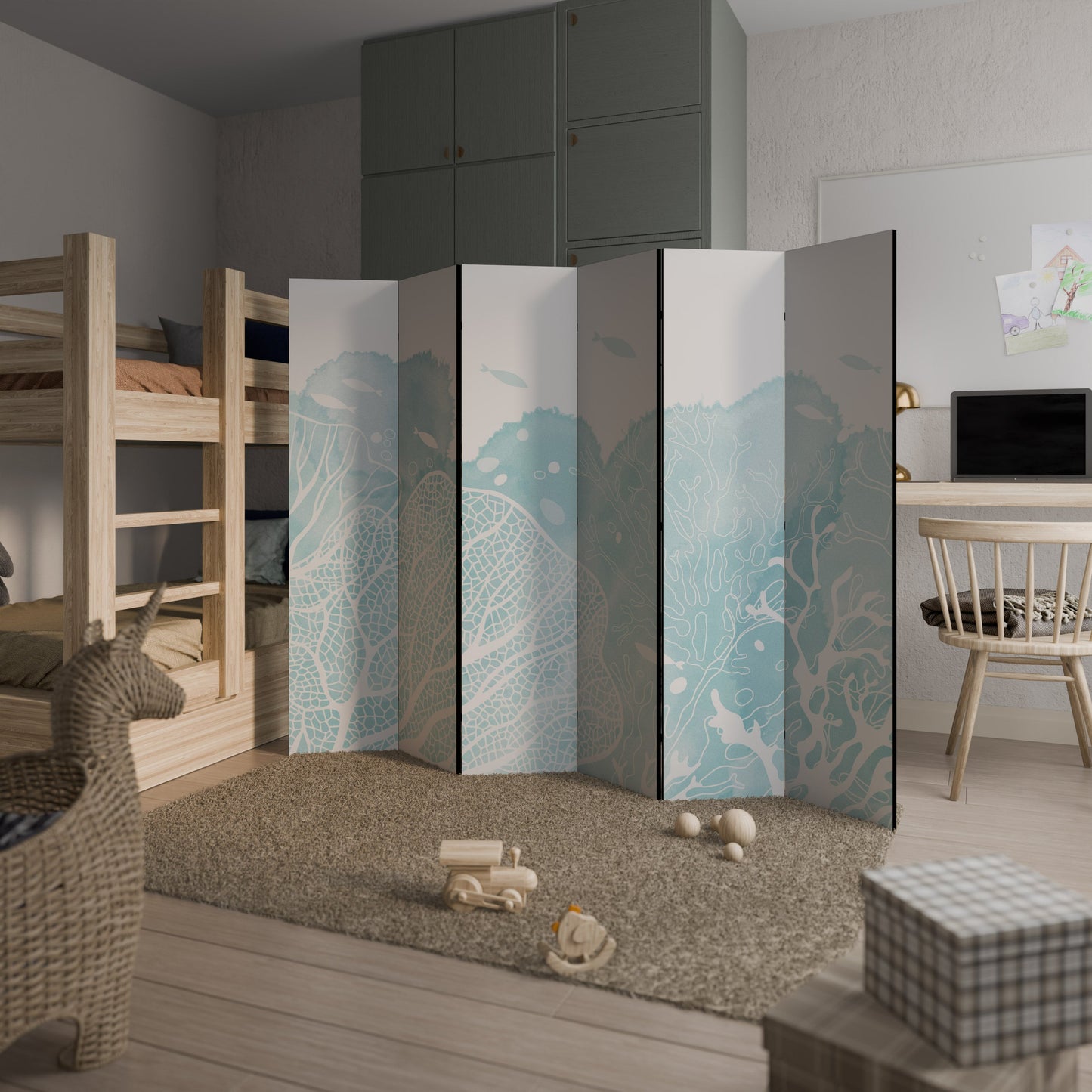 UNDERWATER PLEASURES Dekorativ rumsavdelare med 6 paneler