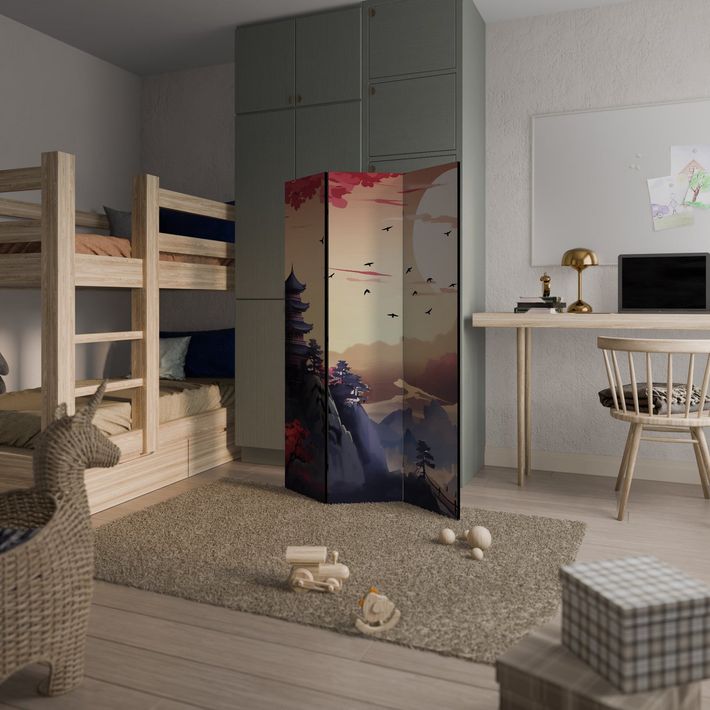 JAPANESE AURA Decorative 3-Panel Room Divider