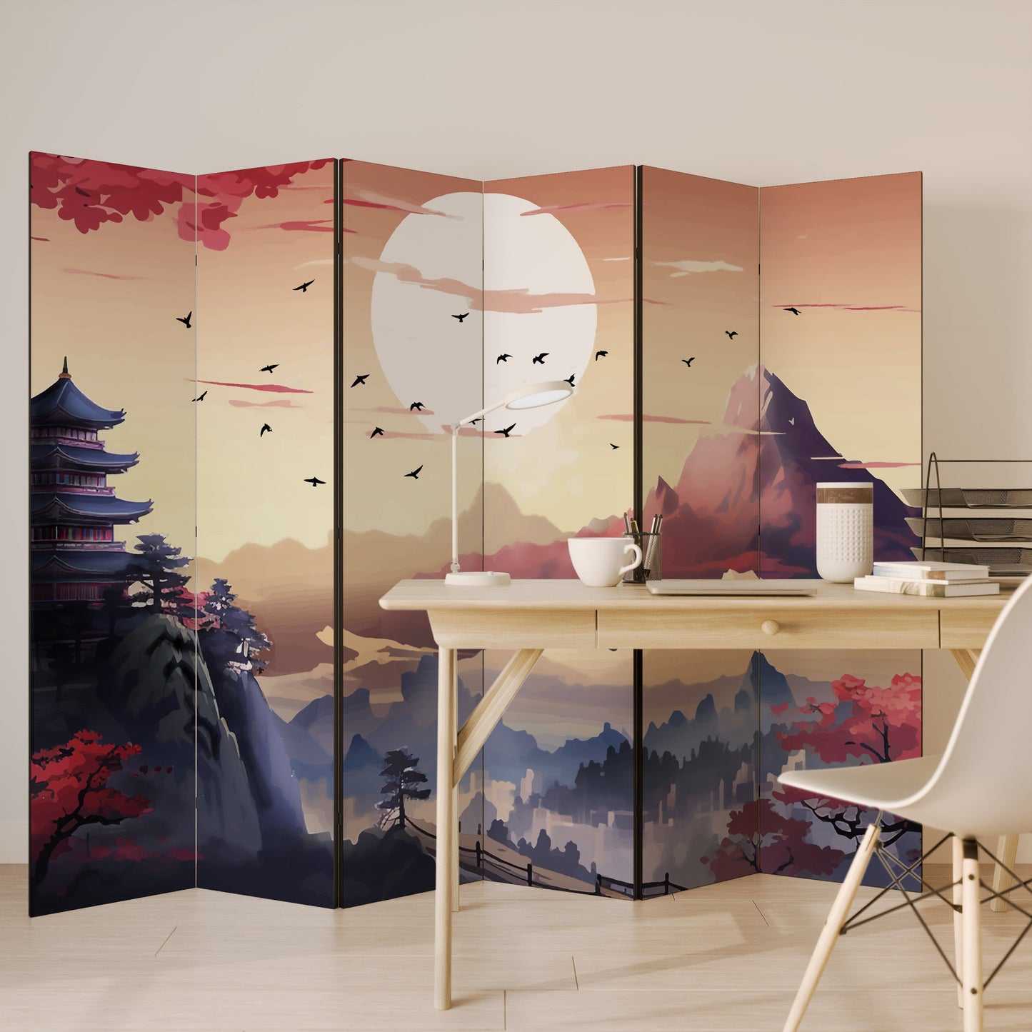 JAPANSK AURA Dekorativ rumsavdelare med 6 paneler