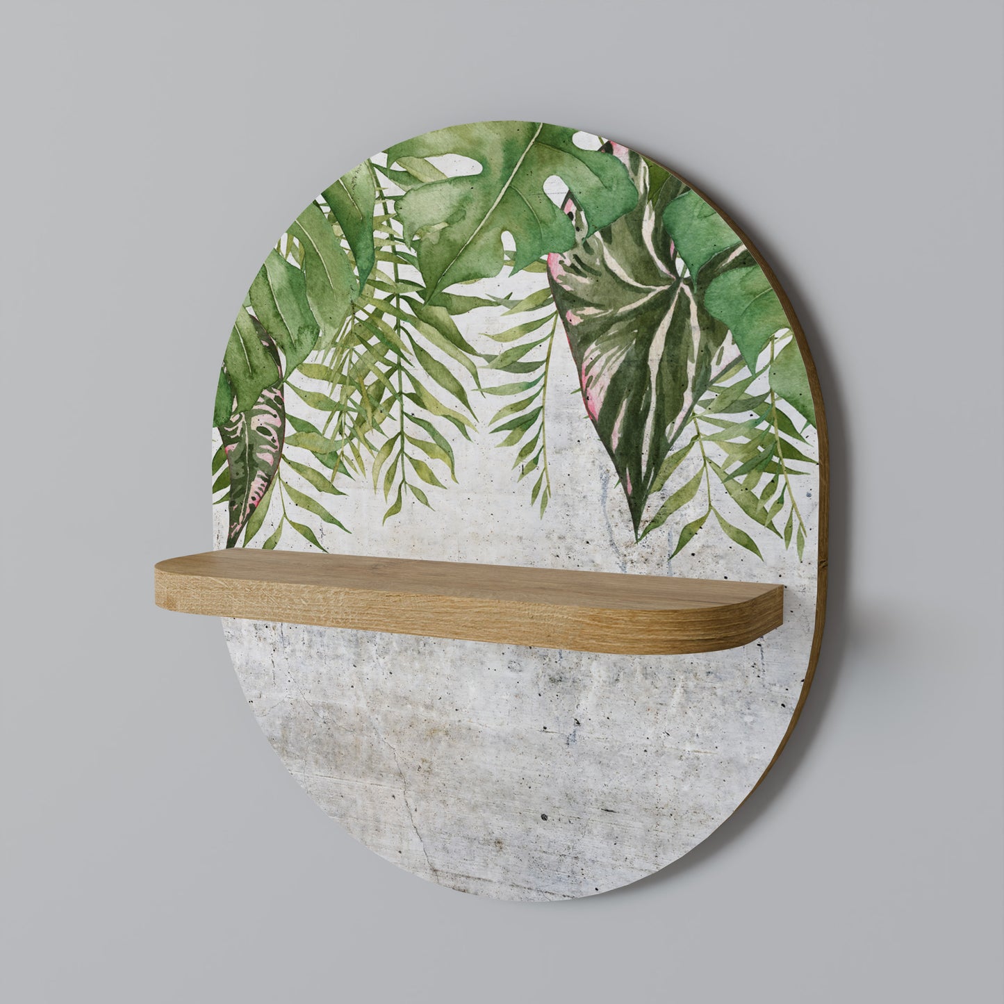 URBAN TROPICS Oval konsthylla i ekeffekt