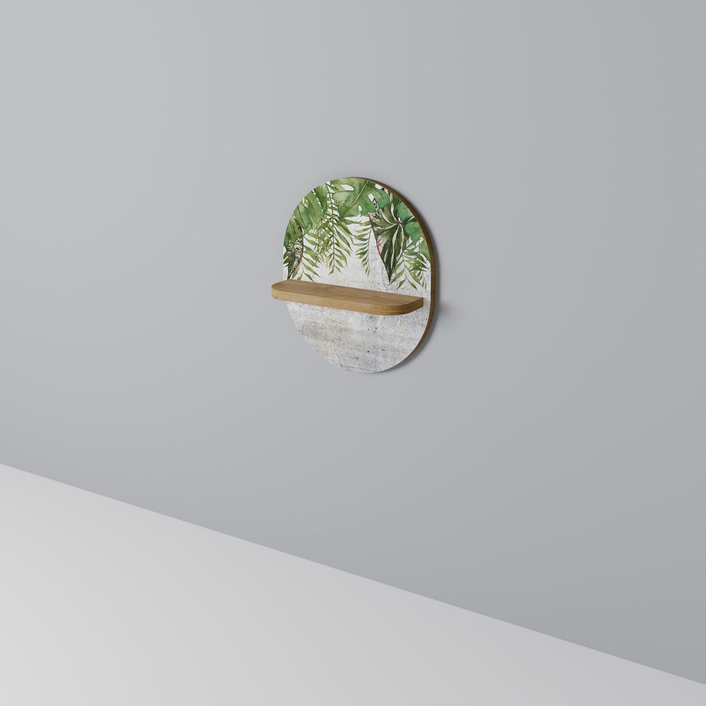 URBAN TROPICS Oval konsthylla i ekeffekt