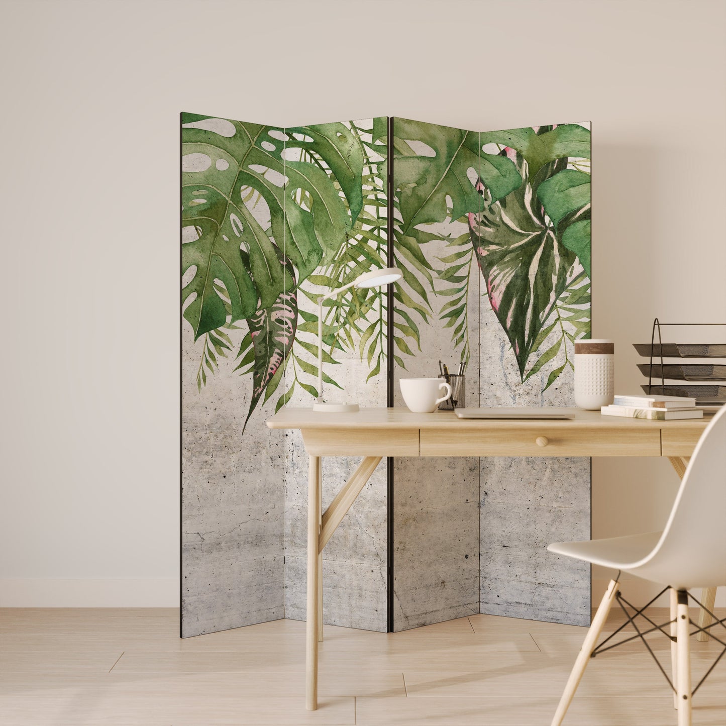 URBAN TROPICS Dekorativ rumsavdelare med 4 paneler