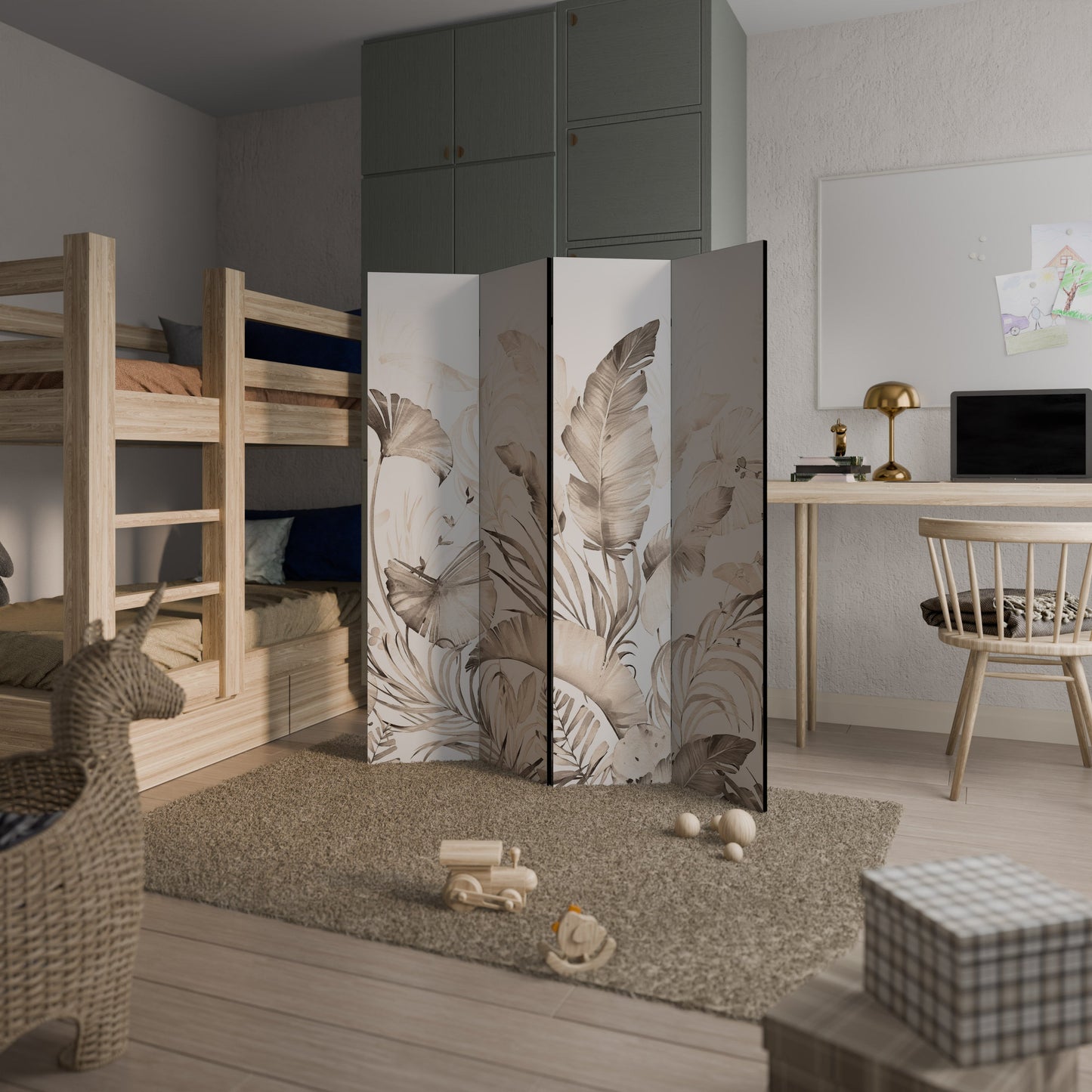 Dekorativ rumsavdelare WILD TENDERNESS med 4 paneler
