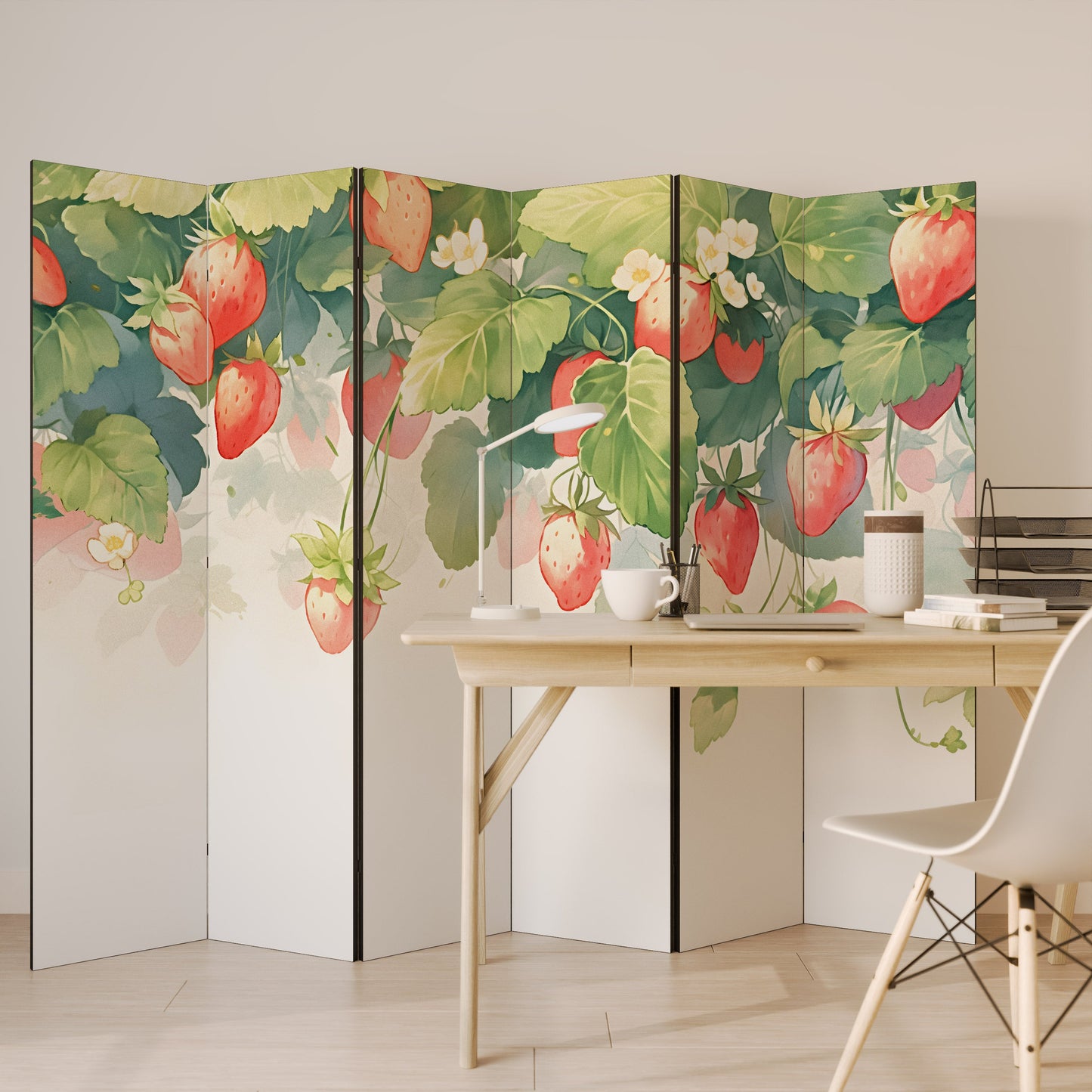 Dekorativ rumsavdelare med 6 paneler, STRAWBERRY DREAMSCAPE