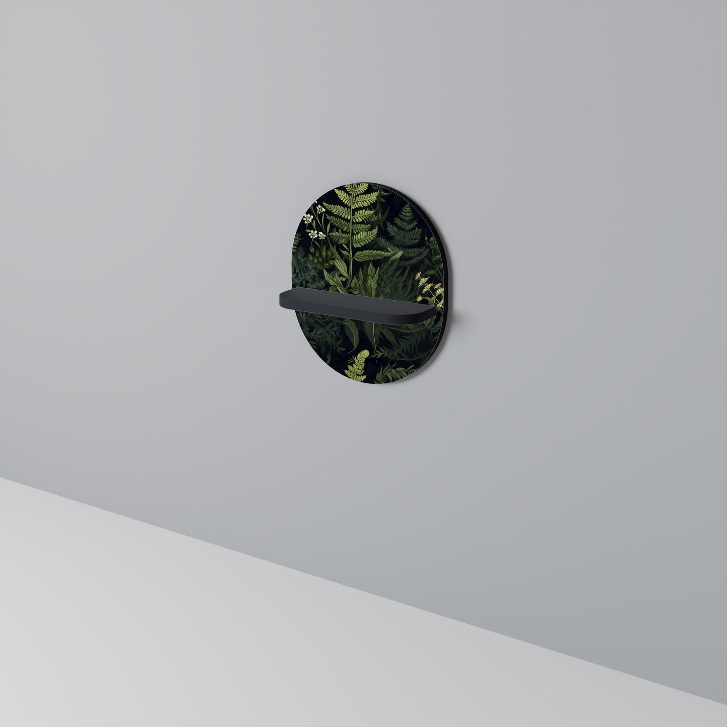 FOREST WONDERS Oval konsthylla i svart finish