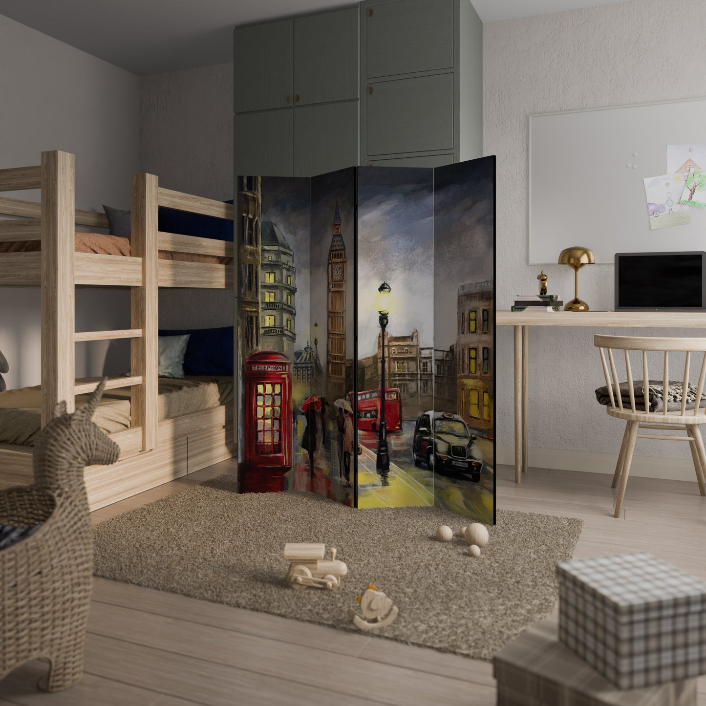 LONDON'S TIMELESS VIBES Decorative 4-Panel Room Divider