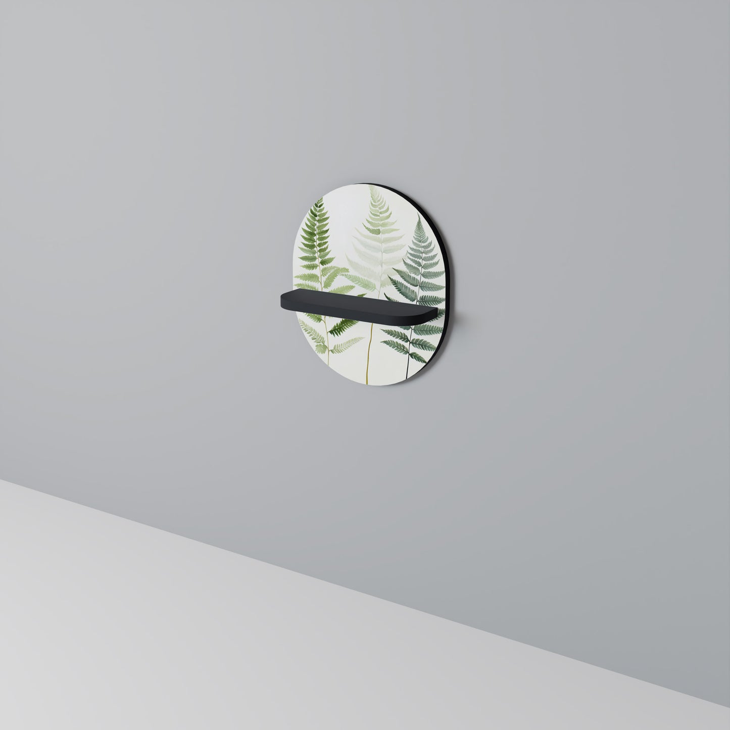 FERN MAJESTY Oval konsthylla i svart finish