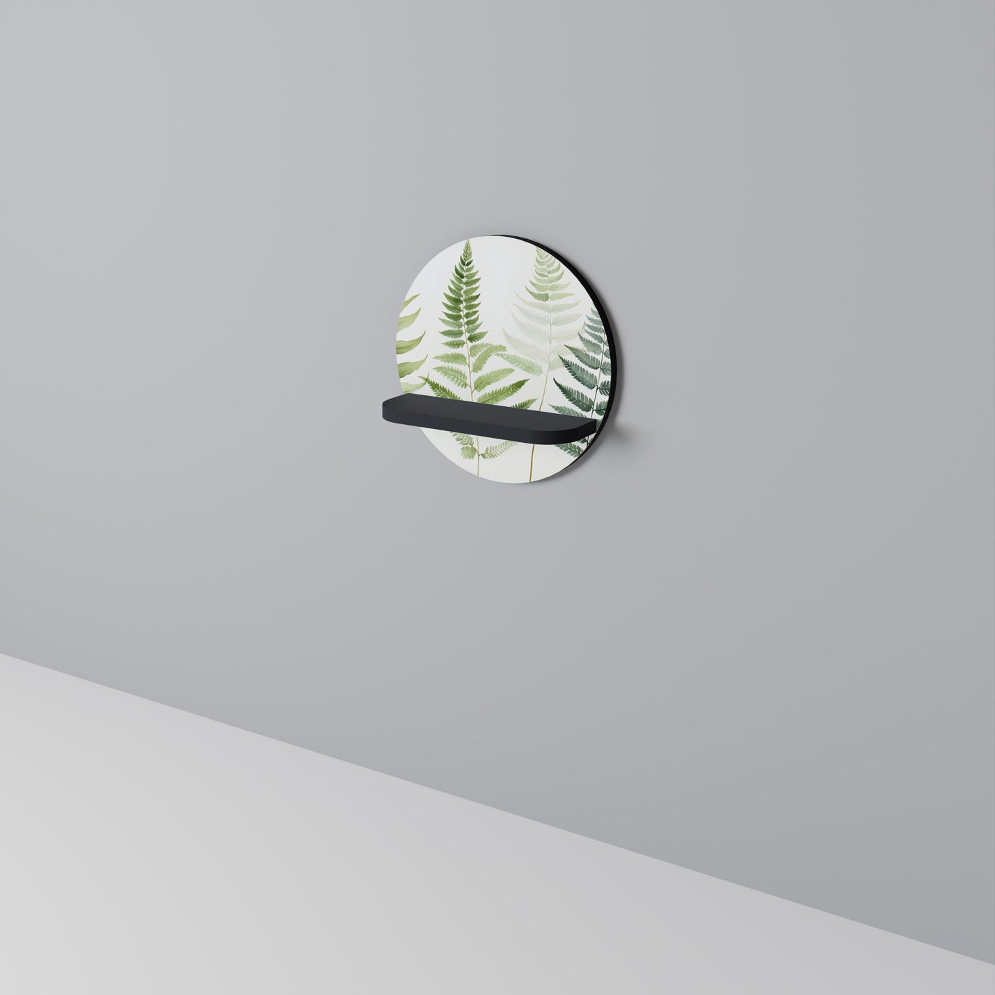 FERN MAJESTY Rund konsthylla i svart finish