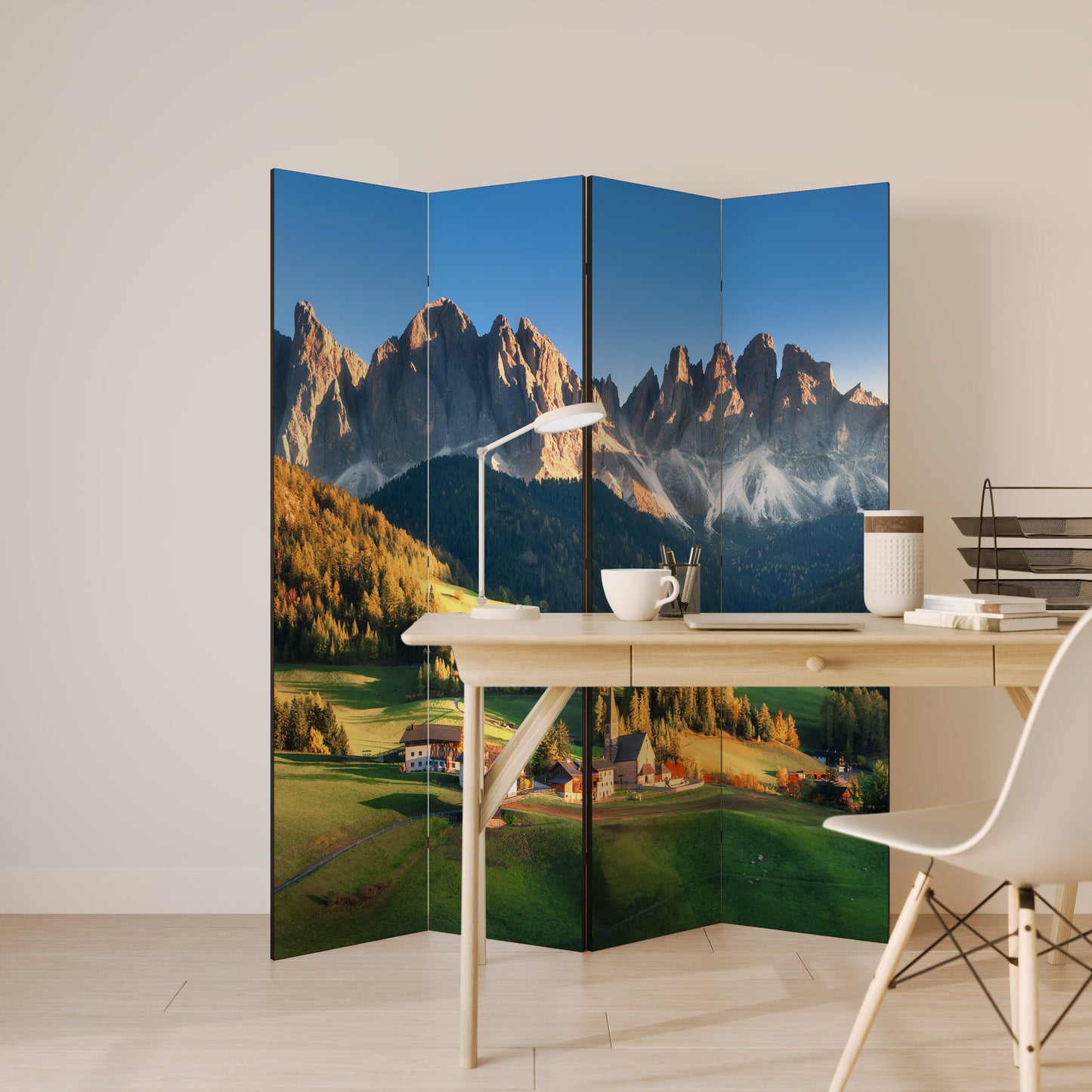 MOUNTAIN DREAMSCAPE Dekorativ rumsavdelare med 4 paneler