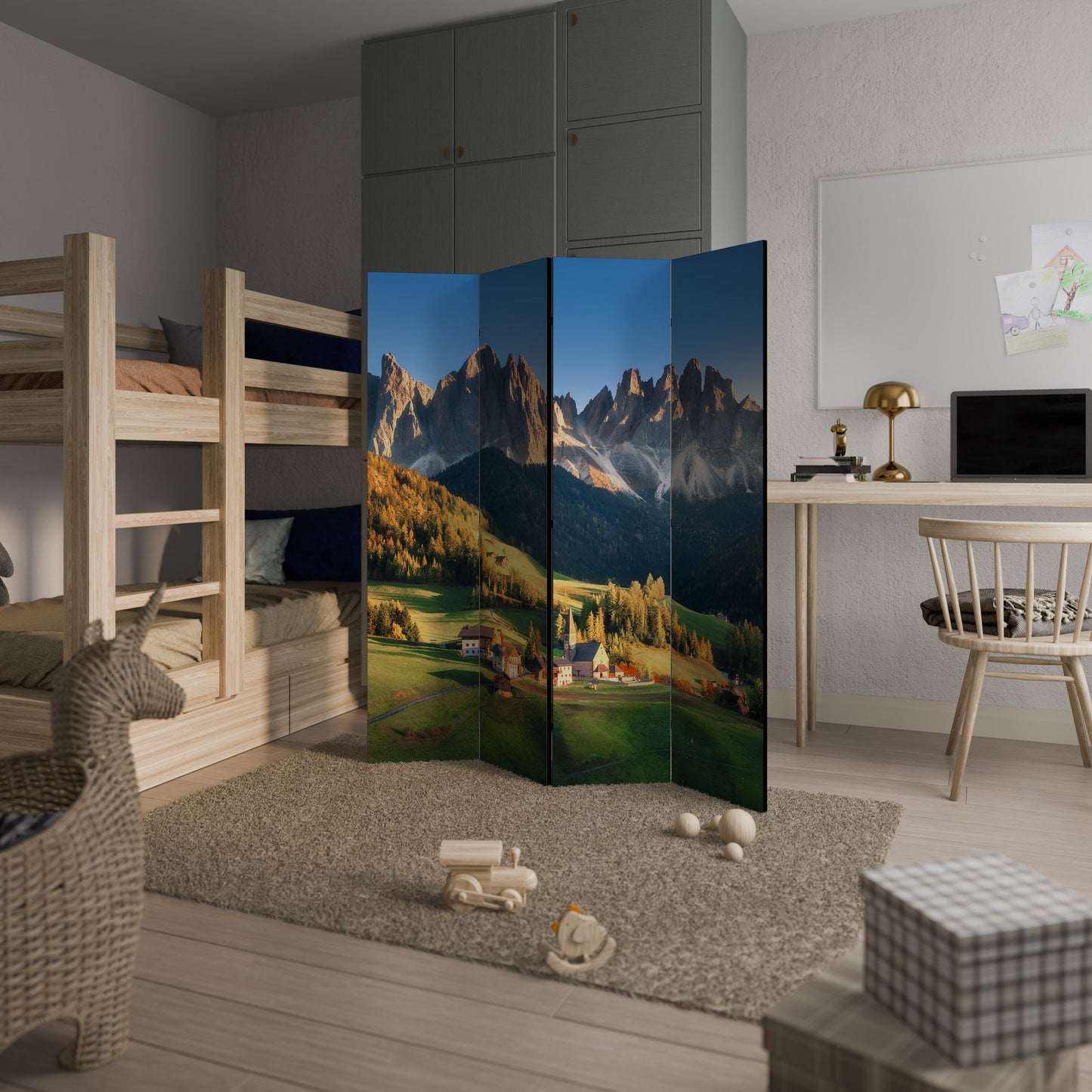 MOUNTAIN DREAMSCAPE Dekorativ rumsavdelare med 4 paneler
