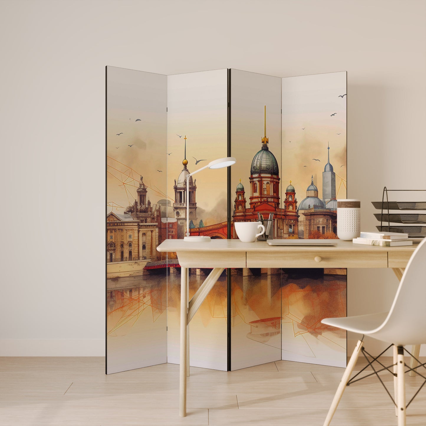 Dekorativ rumsavdelare med 4 paneler BERLIN SPIRIT