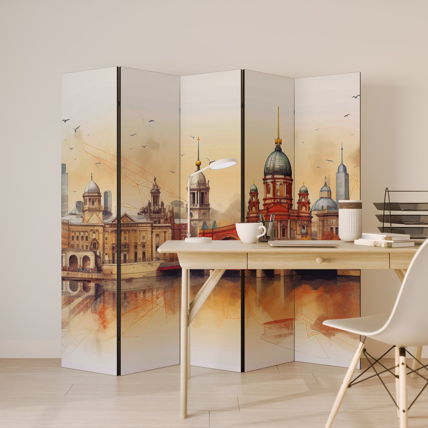 Dekorativ rumsavdelare med 5 paneler BERLIN SPIRIT