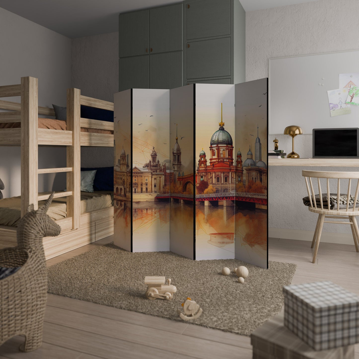 Dekorativ rumsavdelare med 5 paneler BERLIN SPIRIT