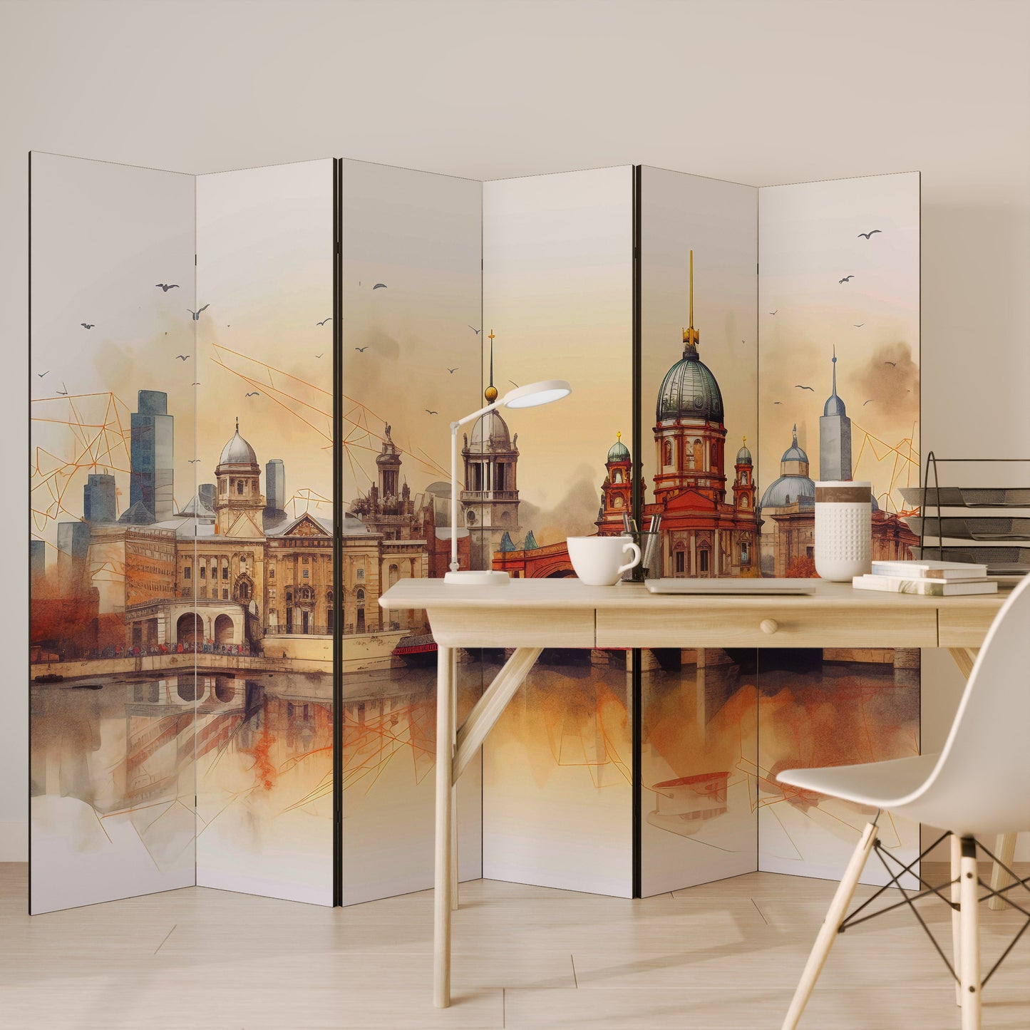 Dekorativ rumsavdelare med 6 paneler BERLIN SPIRIT