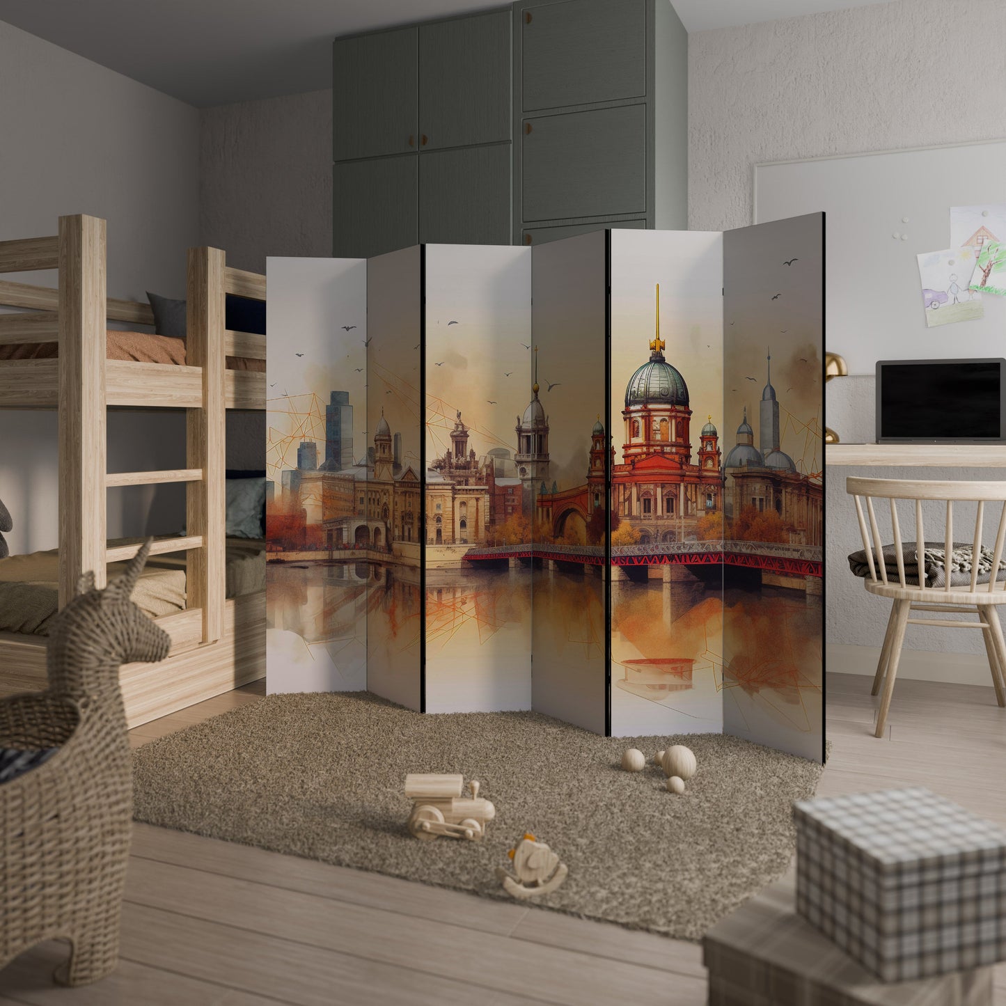 Dekorativ rumsavdelare med 6 paneler BERLIN SPIRIT