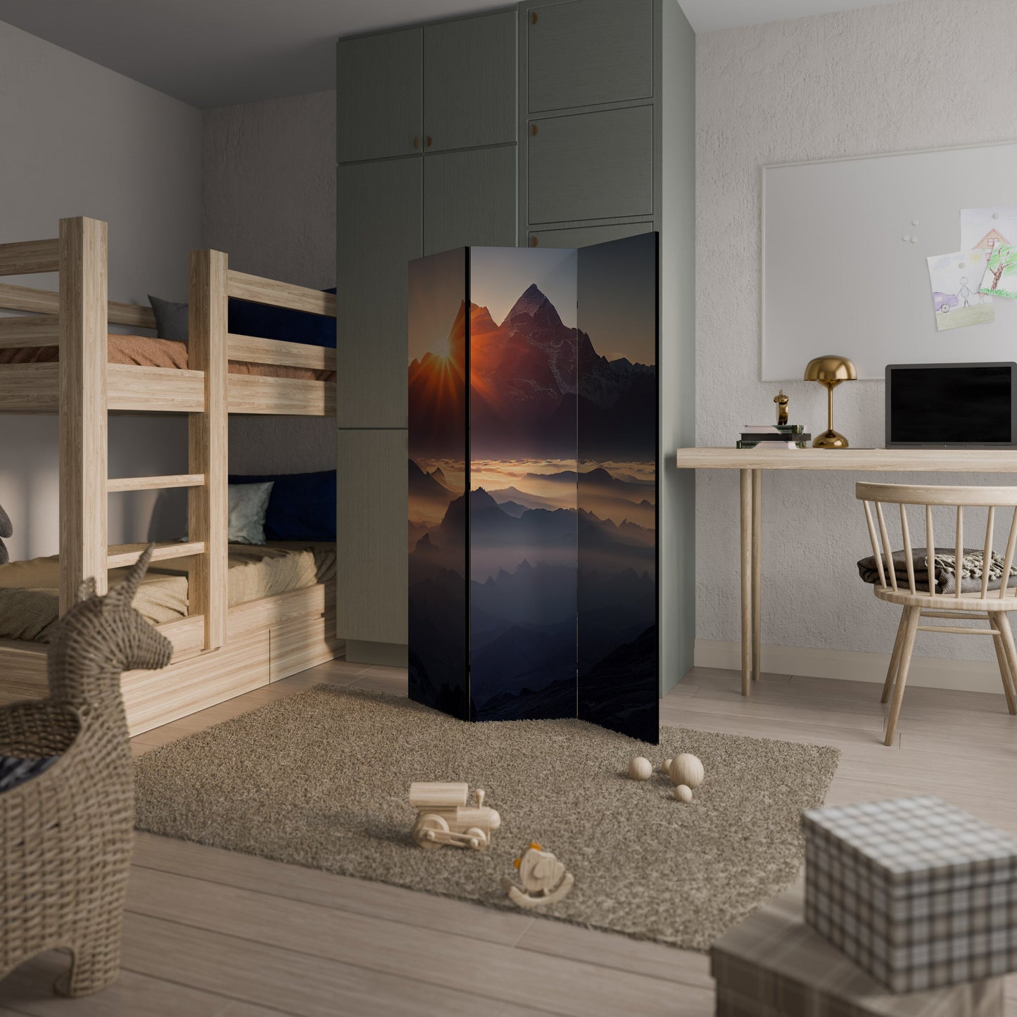 MOUNTAINS AT DAWN Decorative 3-Panel Room Divider