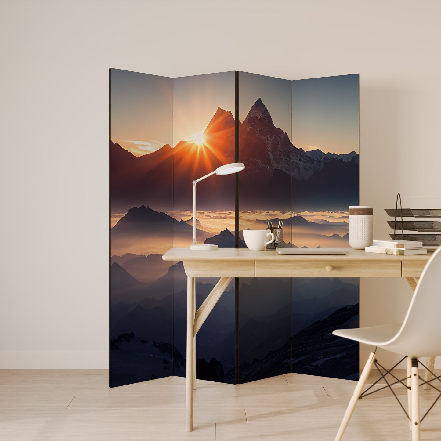MOUNTAINS AT DAWN Decorative 4-Panel Room Divider