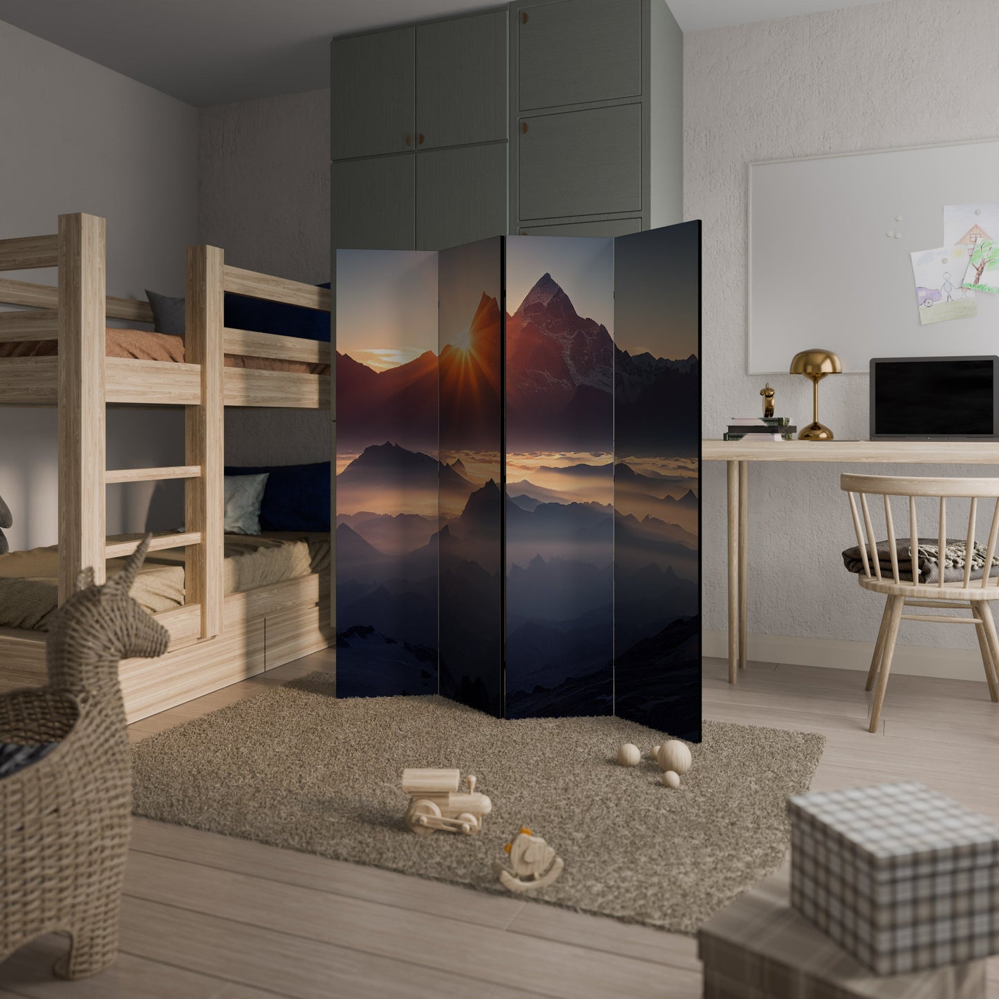 MOUNTAINS AT DAWN Decorative 4-Panel Room Divider