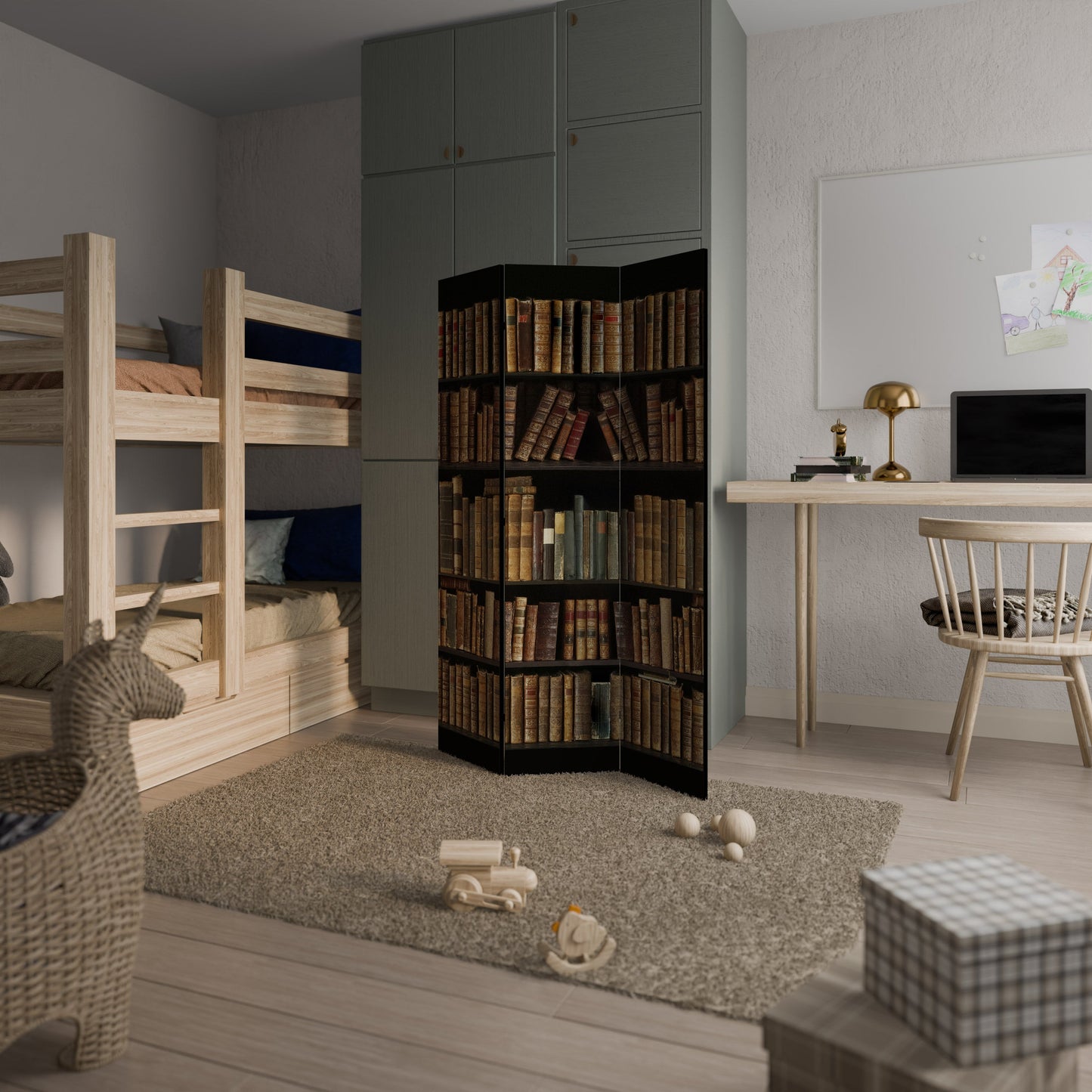 SHELVES OF TIME Dekorativ rumsavdelare med 3 paneler
