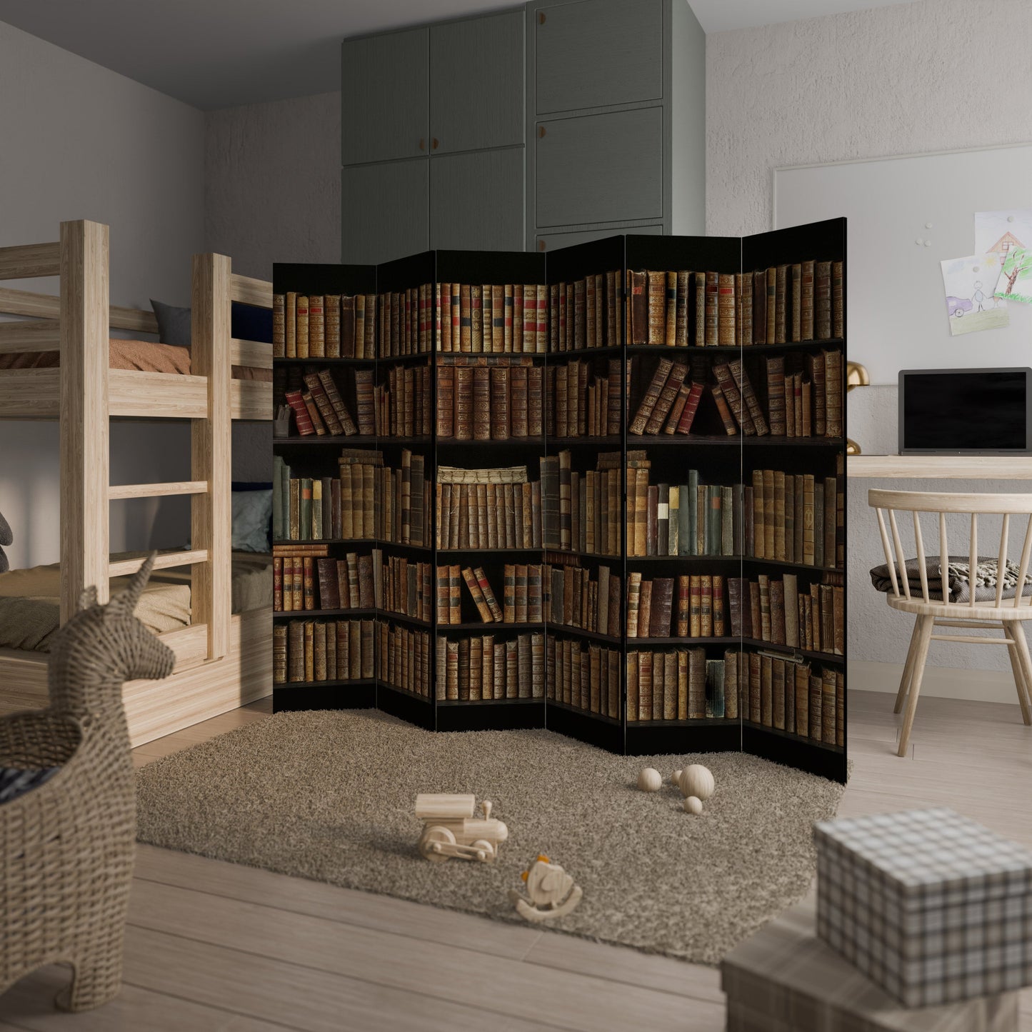 SHELVES OF TIME Decorative 6-Panel Room Divider