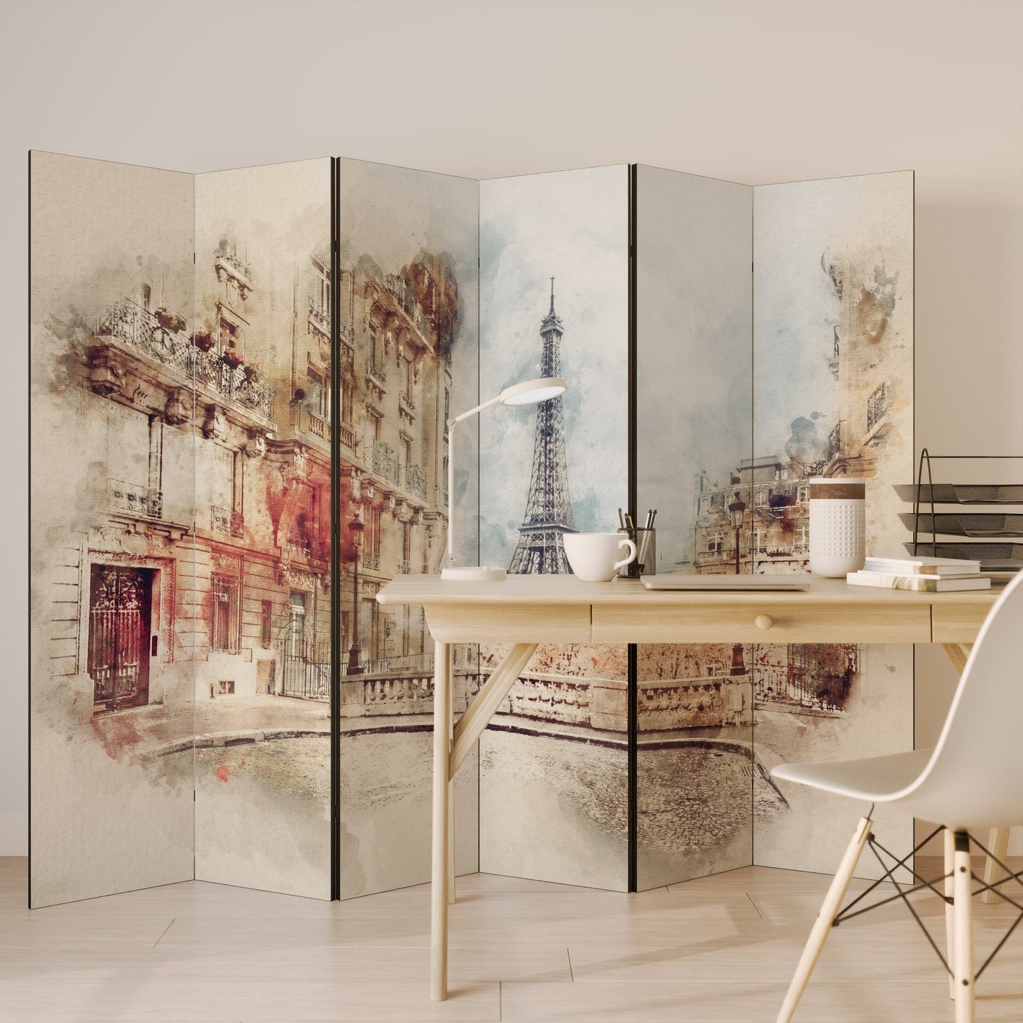PARISIAN DAYDREAM Dekorativ rumsavdelare med 6 paneler