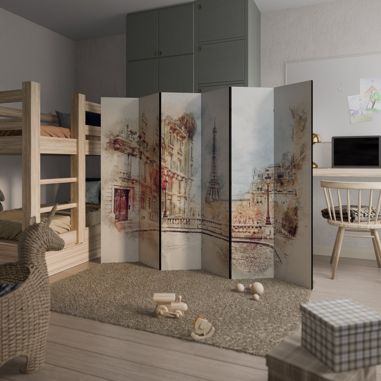 PARISIAN DAYDREAM Dekorativ rumsavdelare med 6 paneler