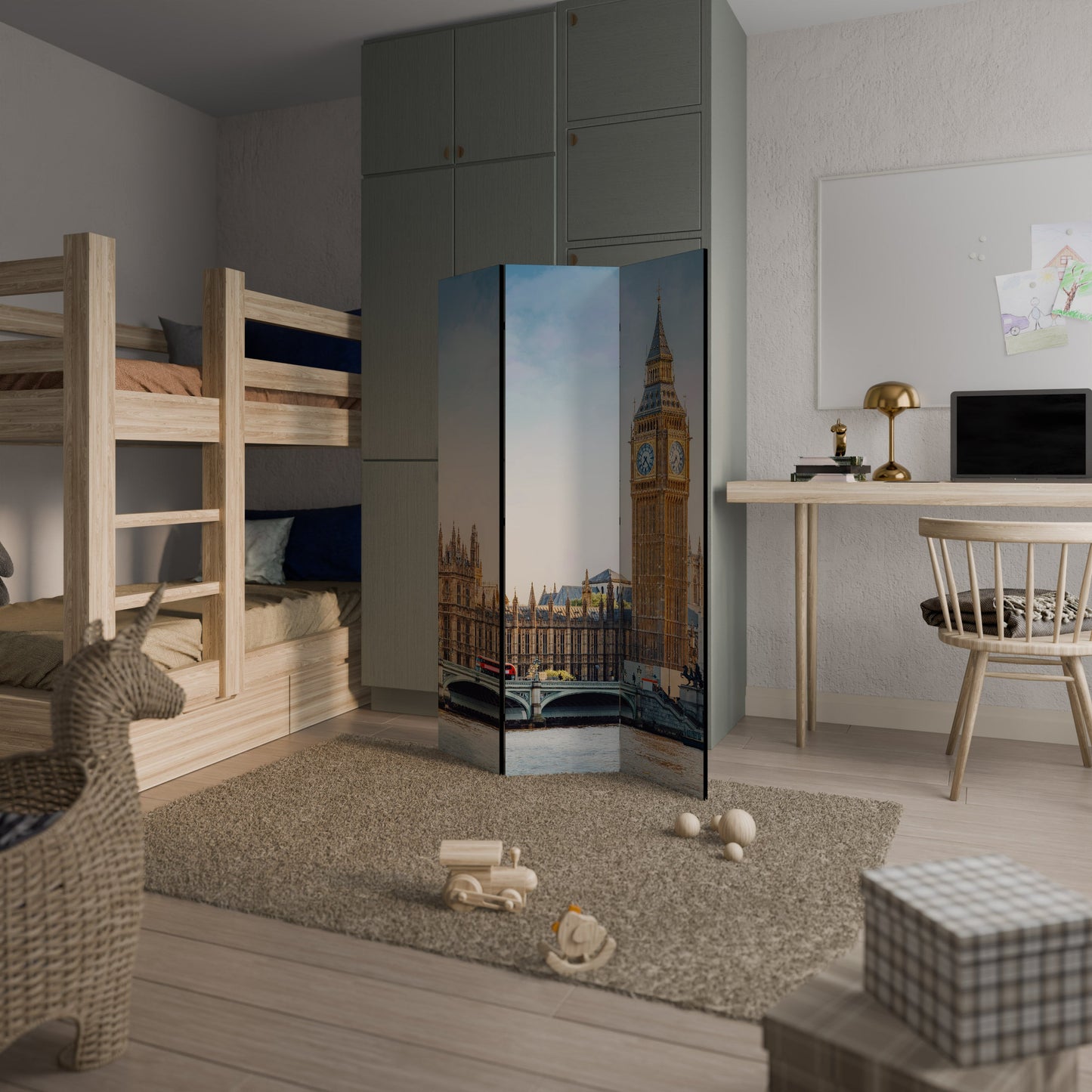 TIDLÖS LONDON ELEGANCE Dekorativ rumsavdelare med 3 paneler