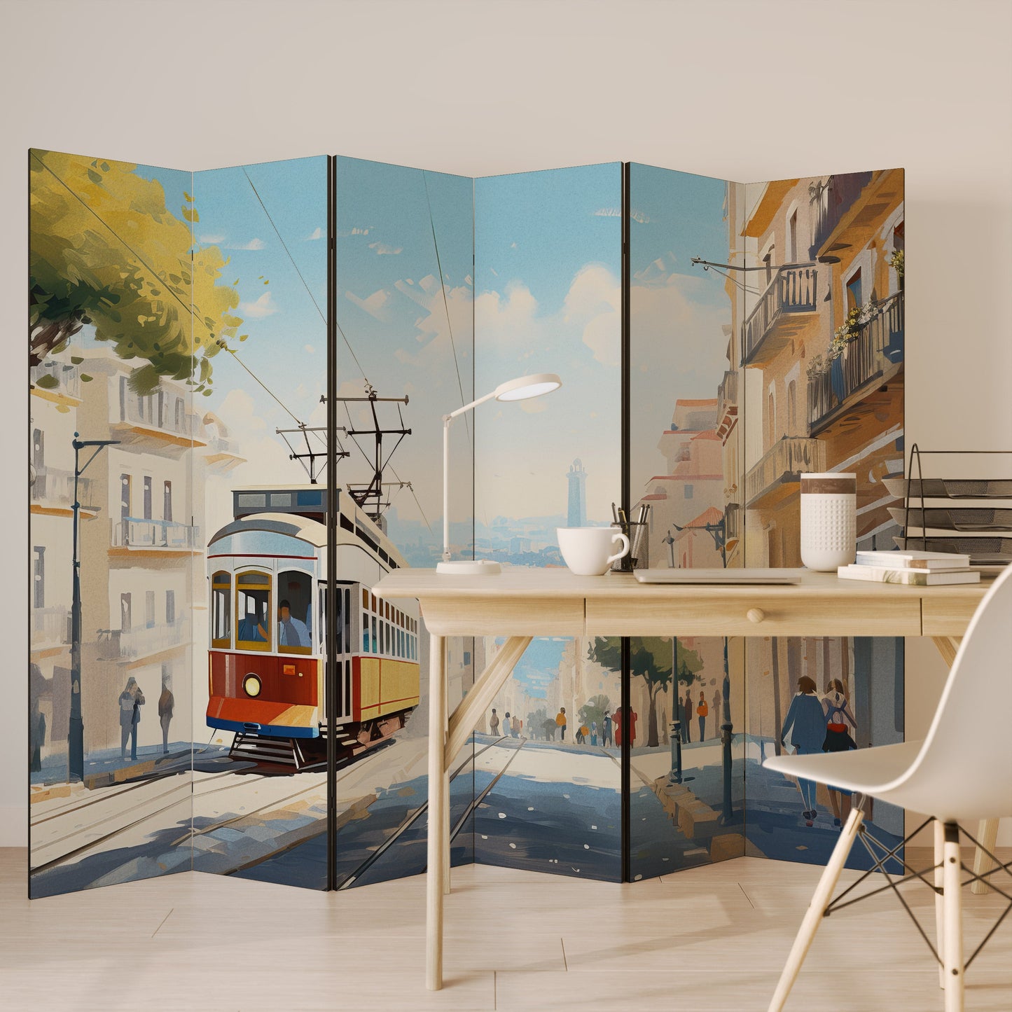 TRAMWAY DREAMSCAPE Dekorativ rumsavdelare med 6 paneler