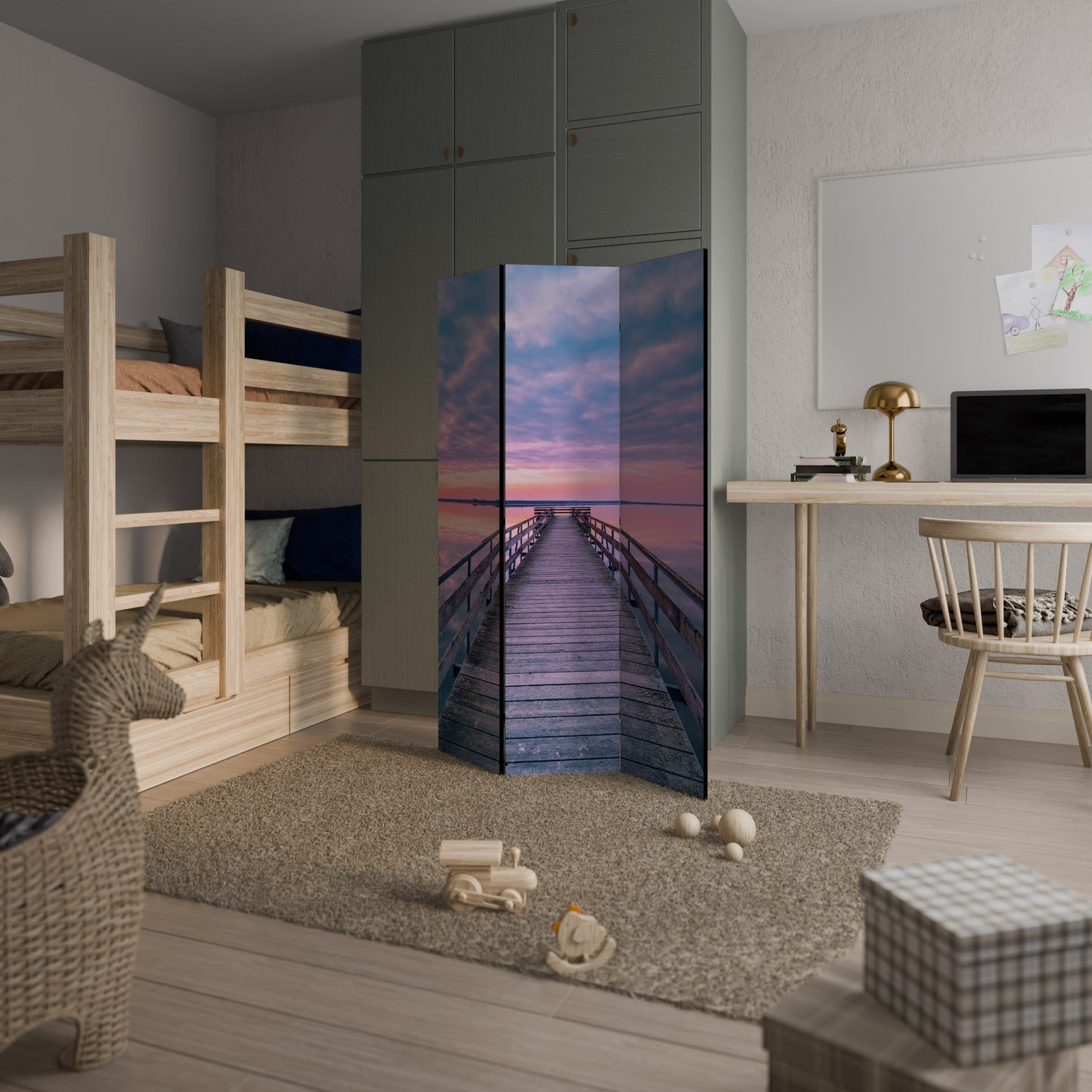 PASTEL PROMENADE Dekorativ rumsavdelare med 3 paneler