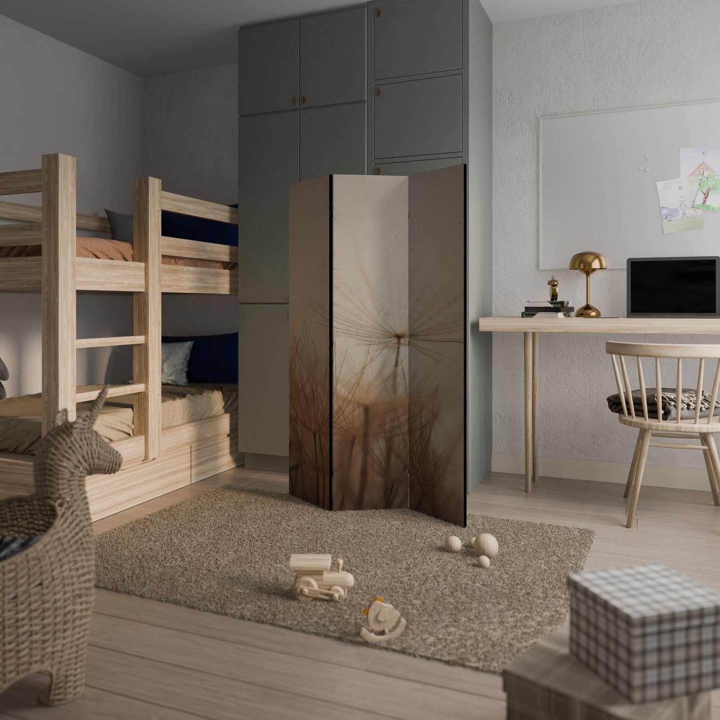 Dekorativ rumsavdelare med 3 paneler EARTH BREATH