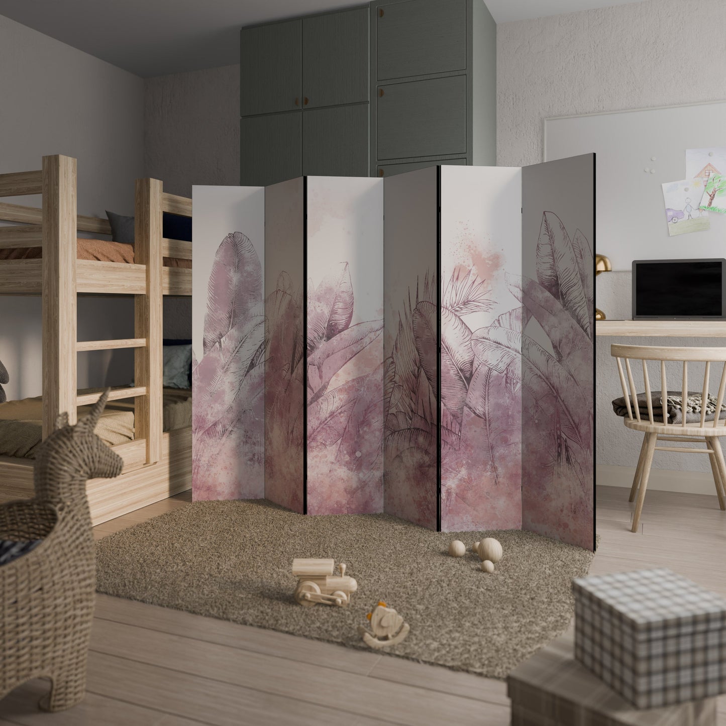 Dekorativ rumsavdelare med 6 paneler i TROPISK GLAM