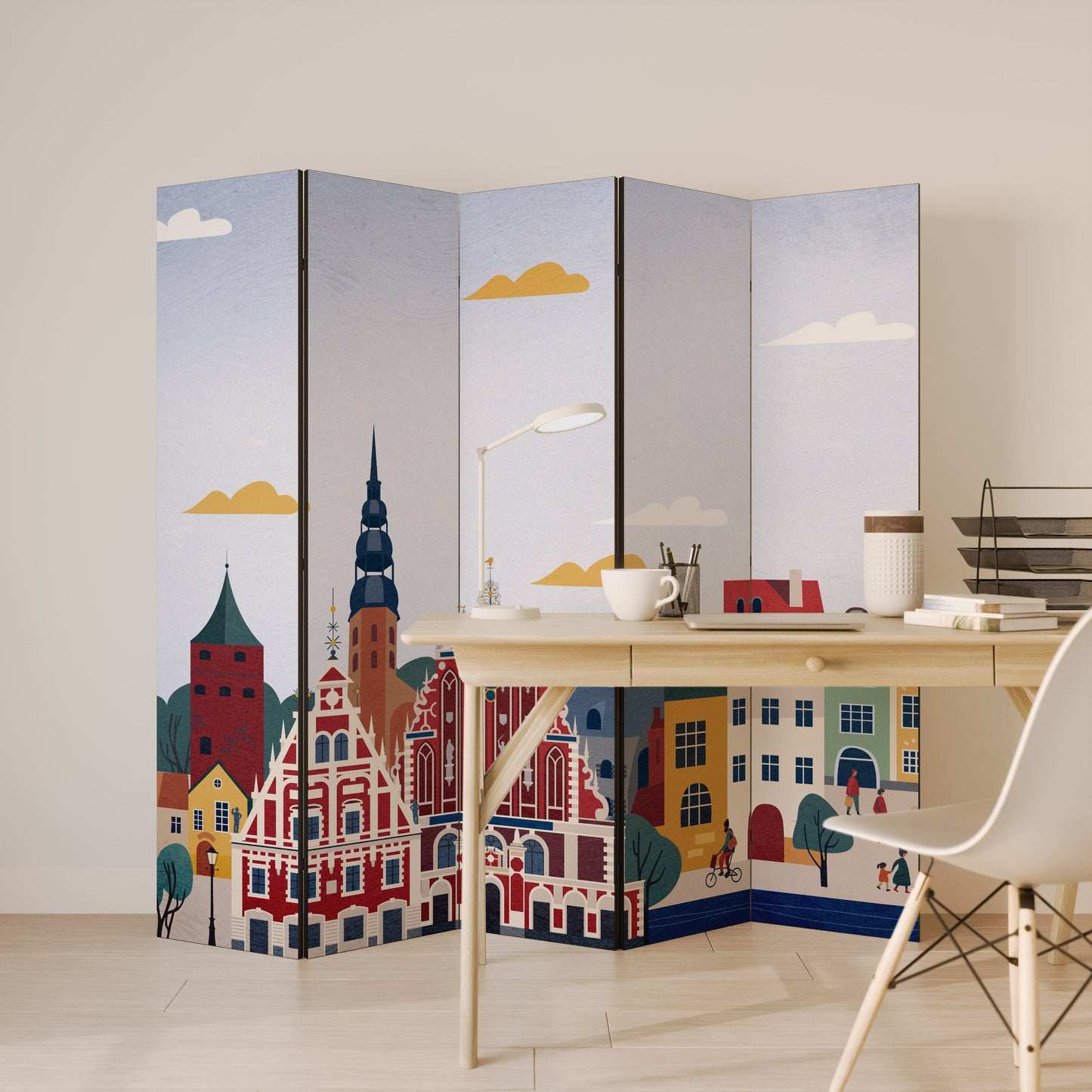 Dekorativ rumsavdelare MEMORY OF RIGA med 5 paneler