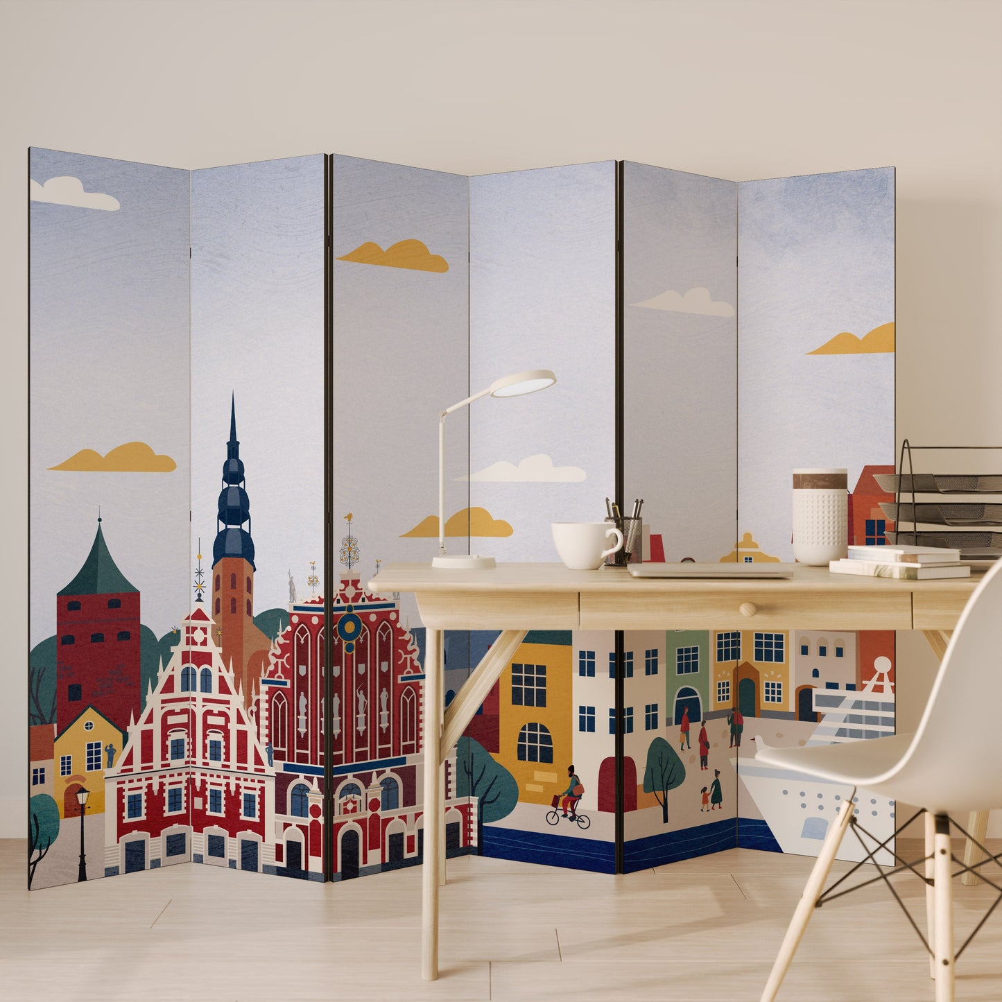 MEMORY OF RIGA Decorative 6-Panel Room Divider