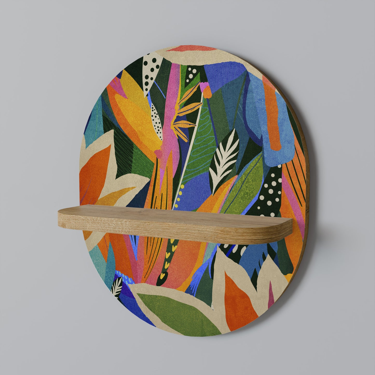 RAMPANT VEGETATION Oval Art Shelf In Oak Effect