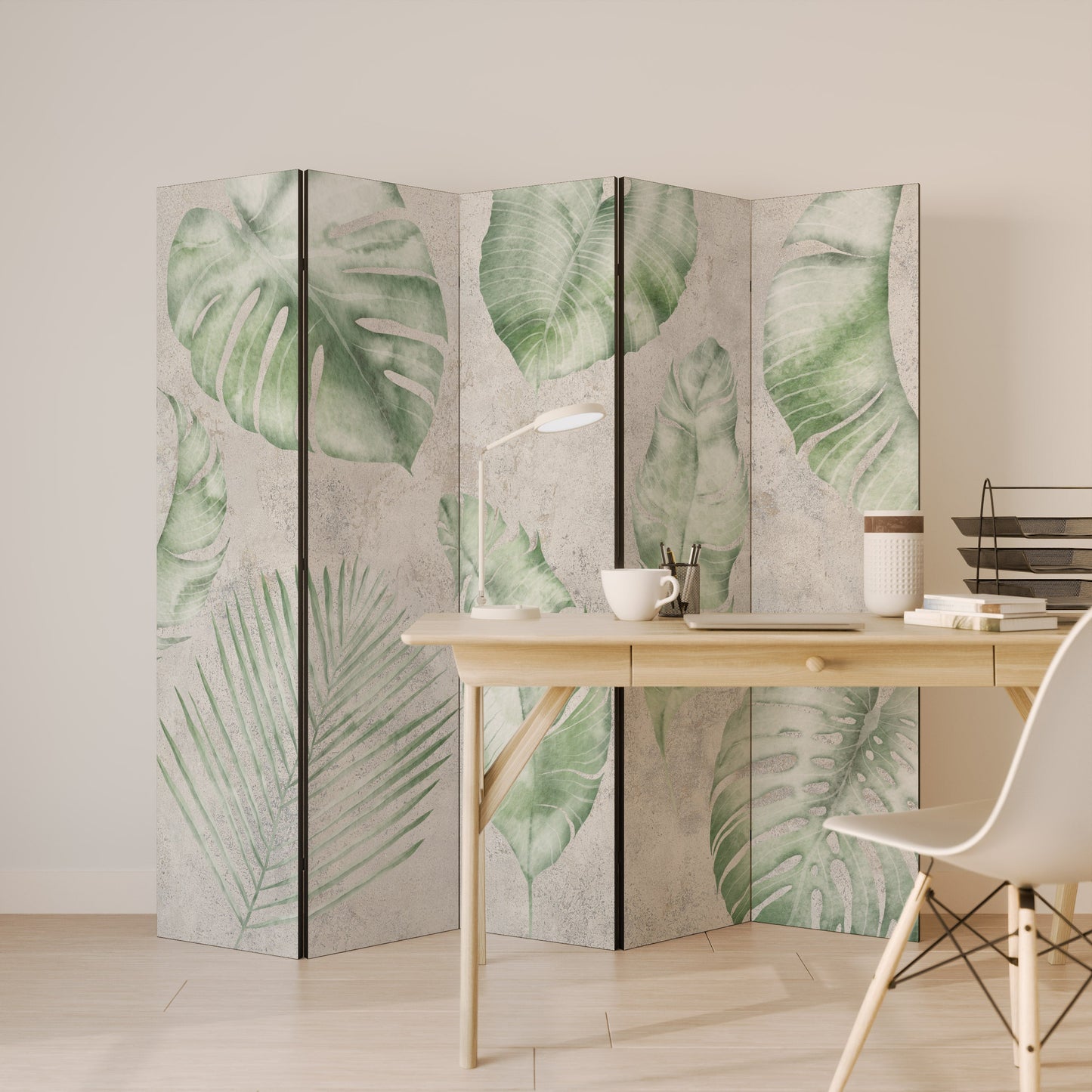 LUSH LEAF WHISPERS Dekorativ rumsavdelare med 5 paneler
