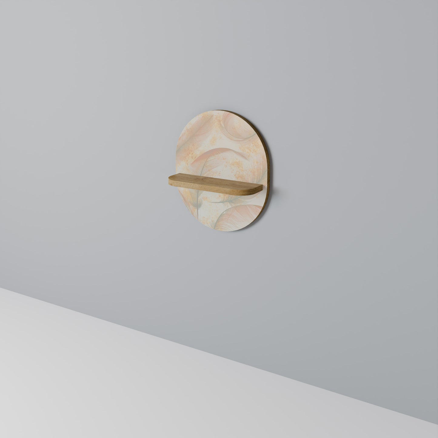 AURA OF LIGHT Oval Art Shelf In Oak Effect