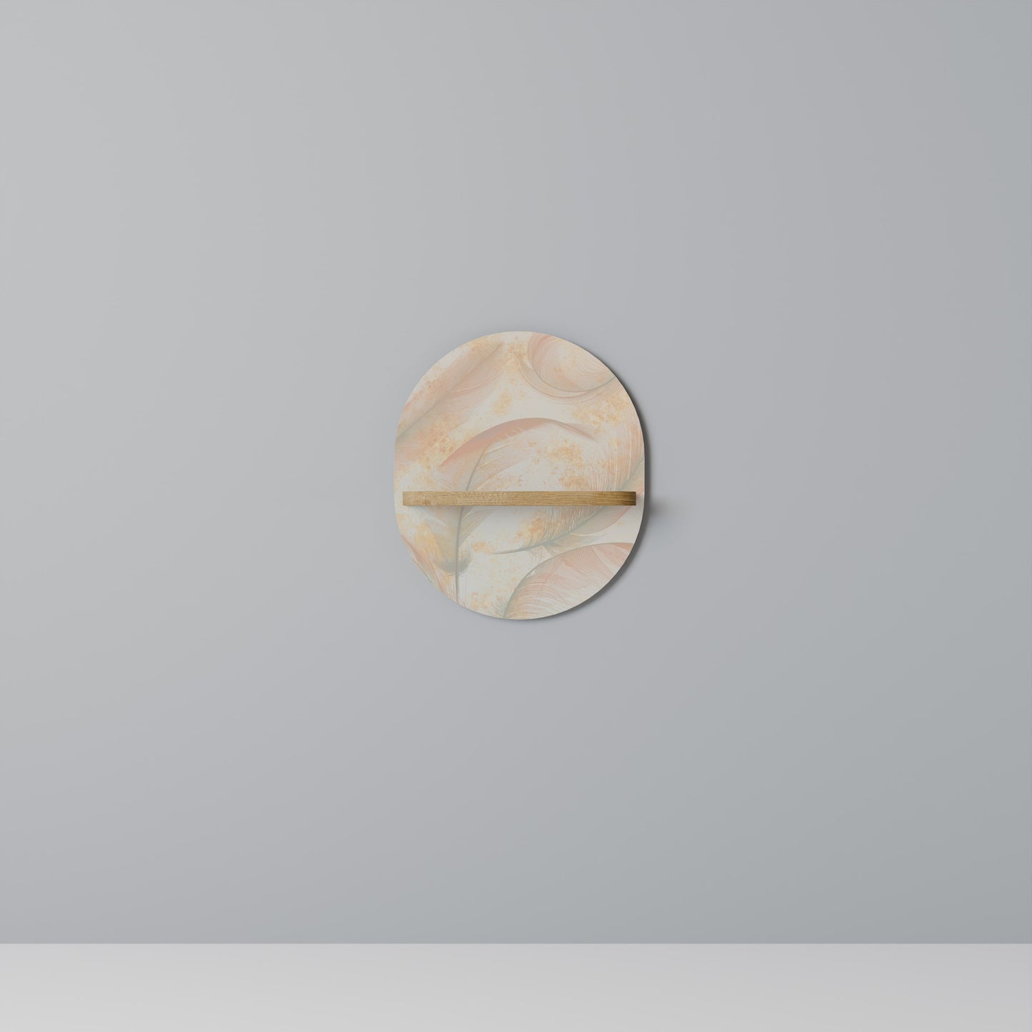 AURA OF LIGHT Oval Art Shelf In Oak Effect