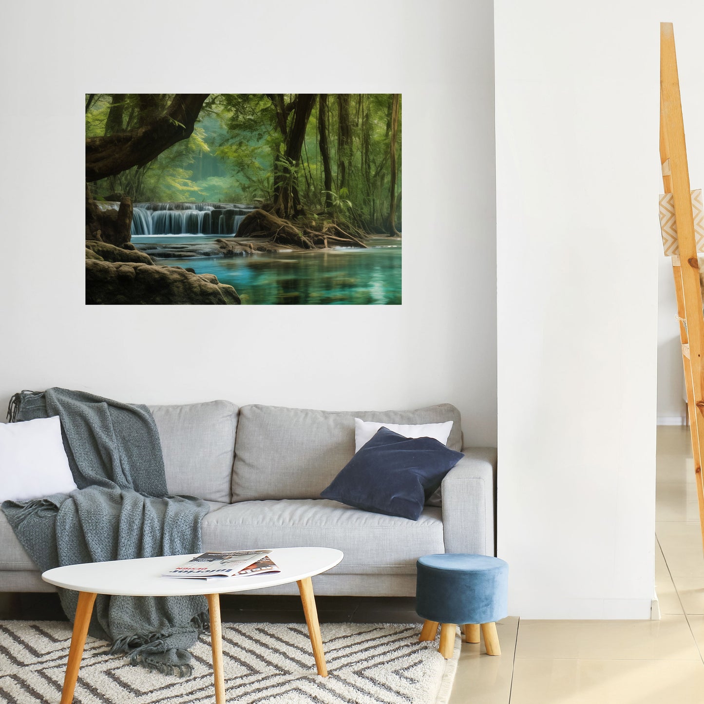 Lugn vattenfallsflykt horisontell poster med självhäftande tryck