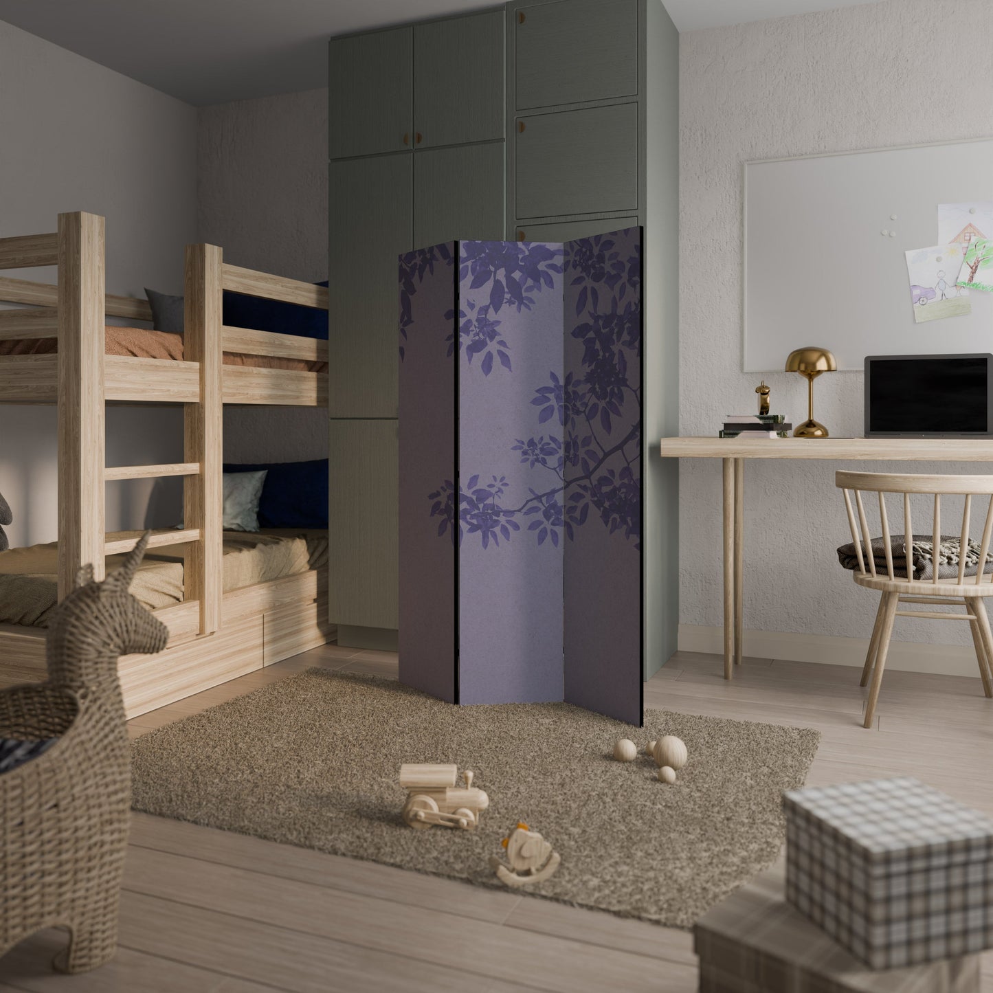 ELEGANT LÖVDRIKAD SLÖJA Dekorativ rumsavdelare med 3 paneler
