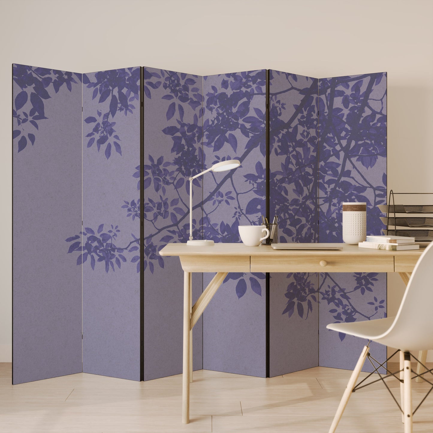 ELEGANT LÖVDRIKAD SLÖJA Dekorativ rumsavdelare med 6 paneler