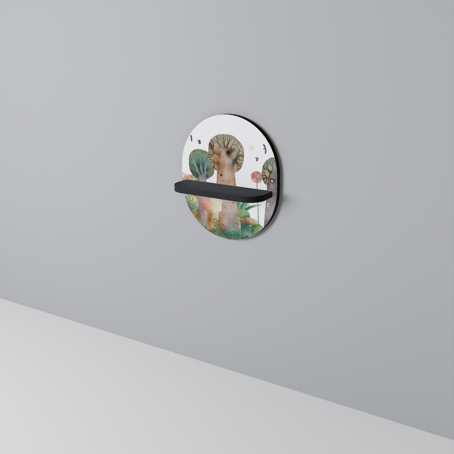 FLYG ÖVER Oval konsthylla i svart finish