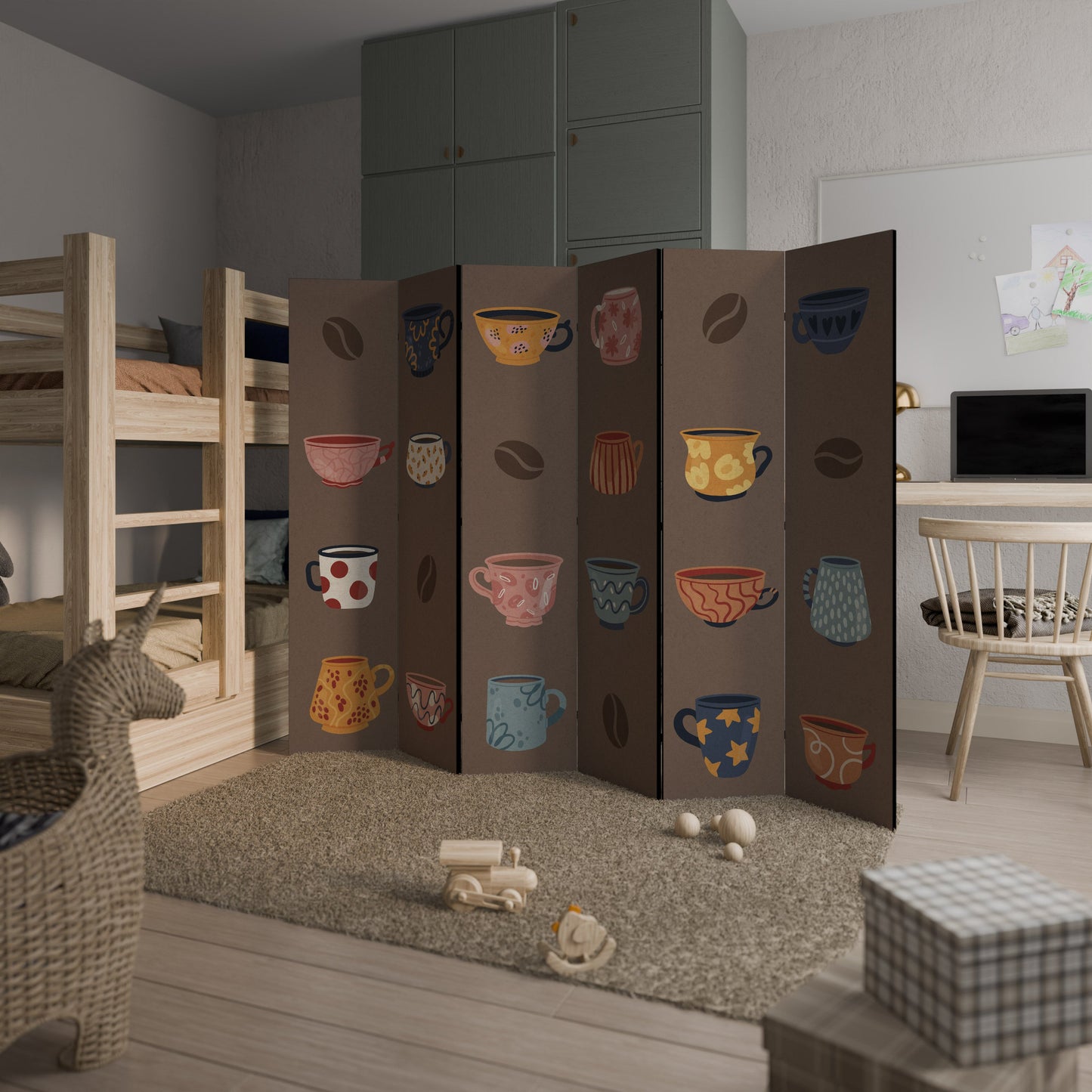 Dekorativ rumsavdelare med 6 paneler COFFEE PAUS