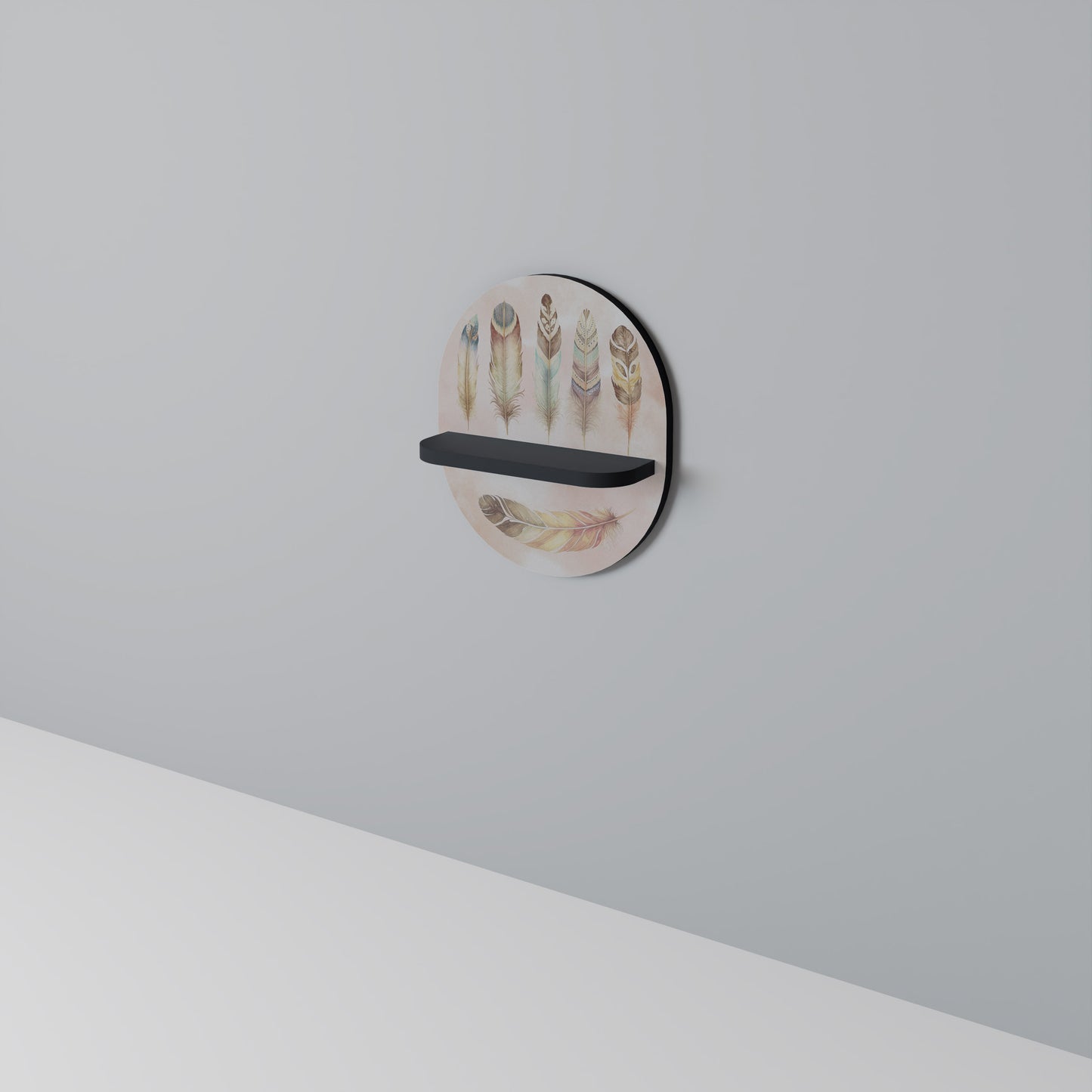 DELIQUESCE Oval konsthylla i svart finish