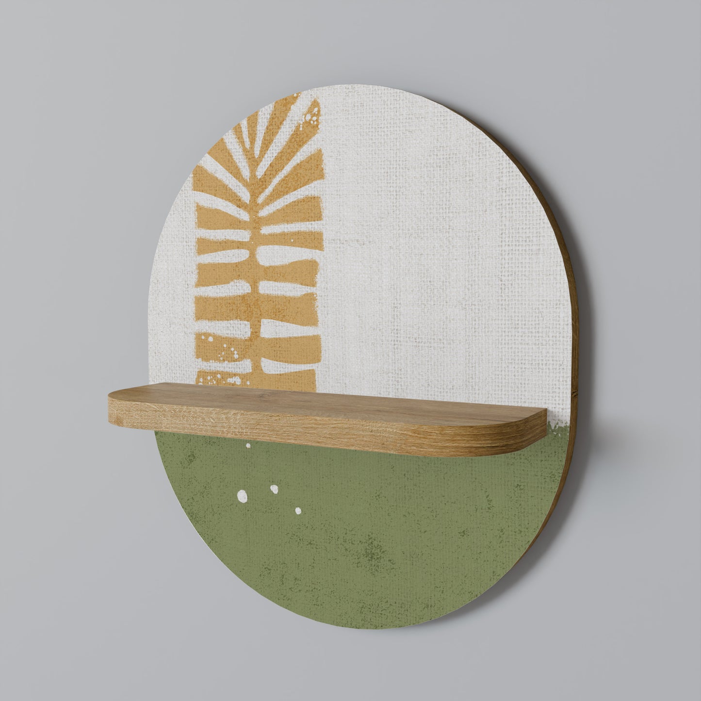 GREENERY WALK Oval Art Shelf In Oak Effect