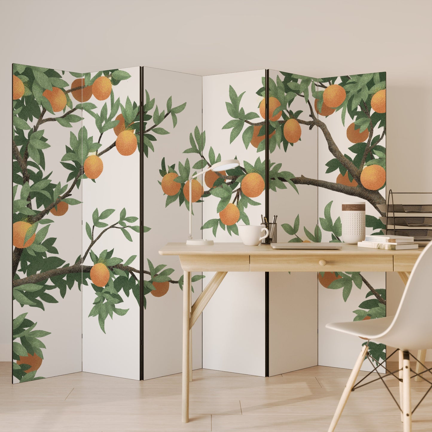 VACKER ORANGE Dekorativ rumsavdelare med 6 paneler