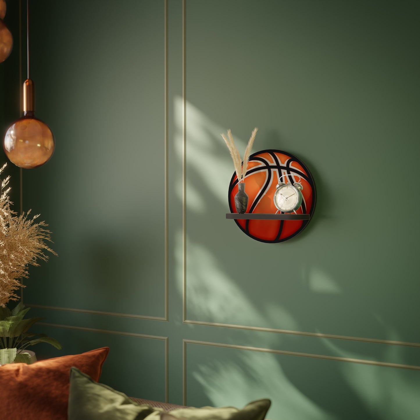 BASKETBALL LUST Rund konsthylla i svart finish